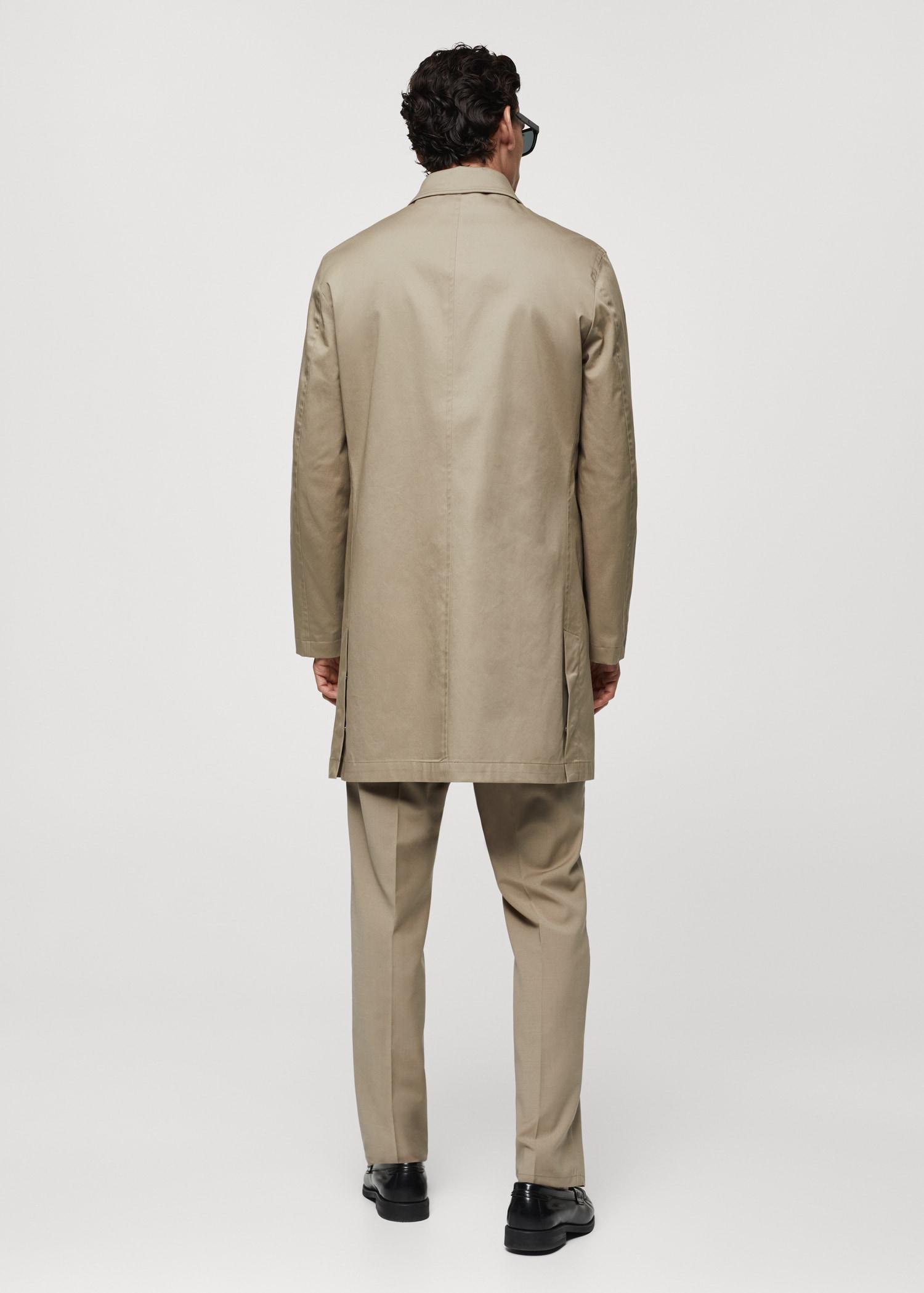Cotton trench coat with collar detail - Men | MANGO USA Product Image