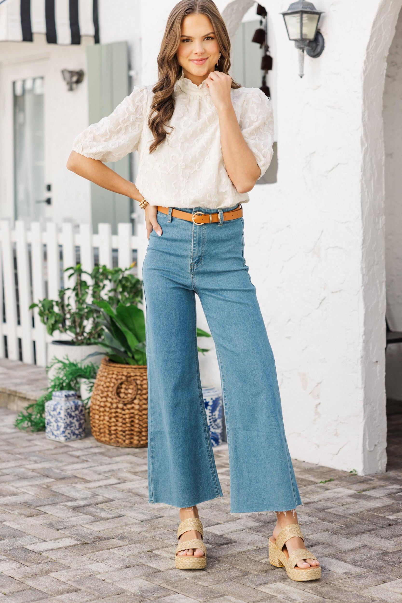 Working On It Cream White Textured Blouse Female Product Image