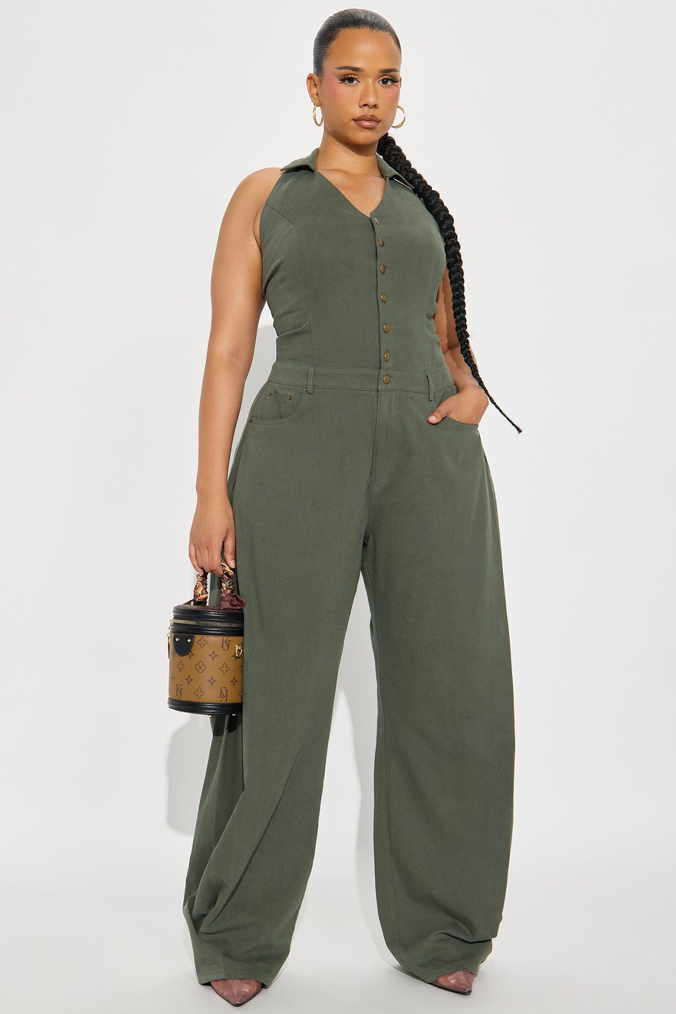 Alexis Barrel Leg Jumpsuit - Olive Product Image