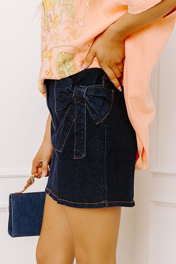 The Kaeli High Waist Denim Skirt in Dark Wash Product Image