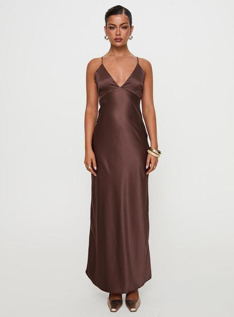 Angels Only Maxi Dress Chocolate Product Image