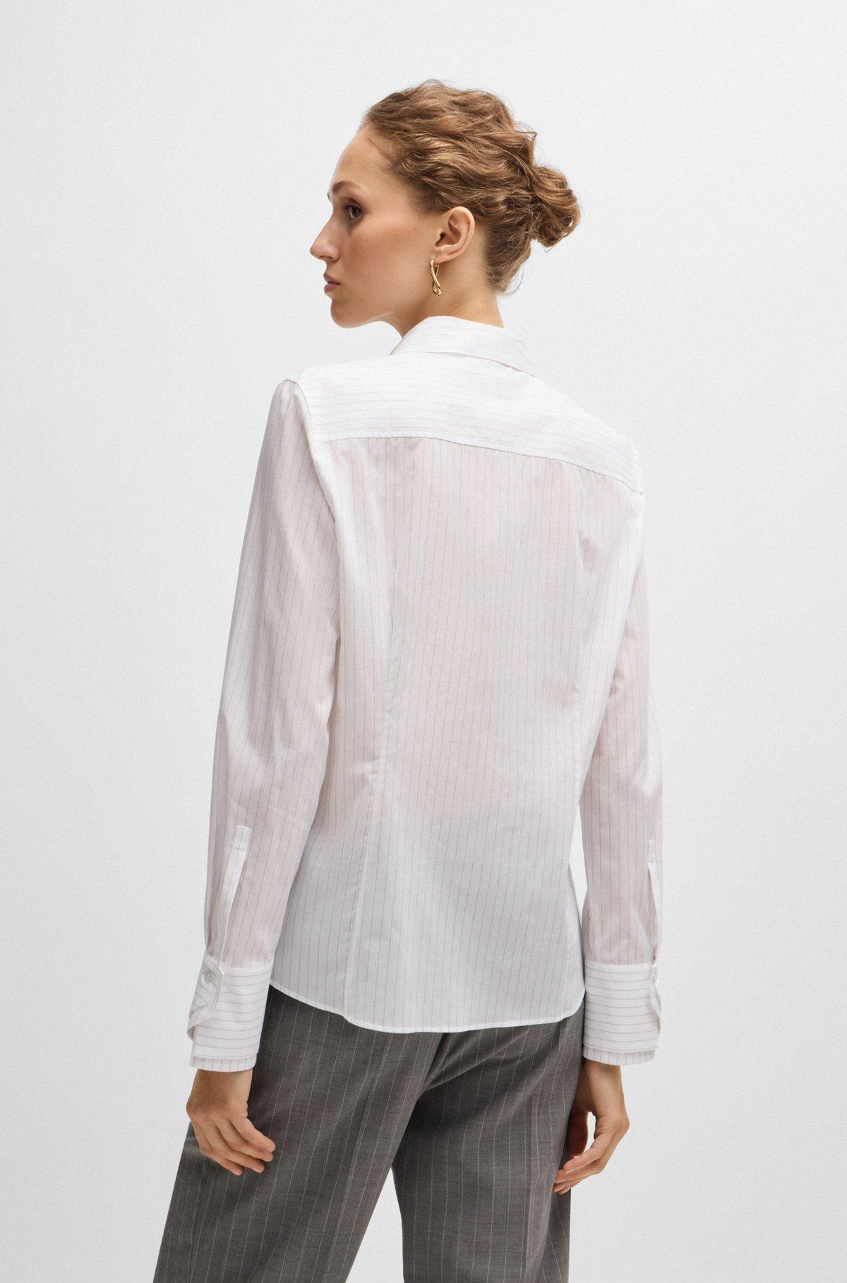 Long-sleeved blouse in pinstripe cotton Product Image
