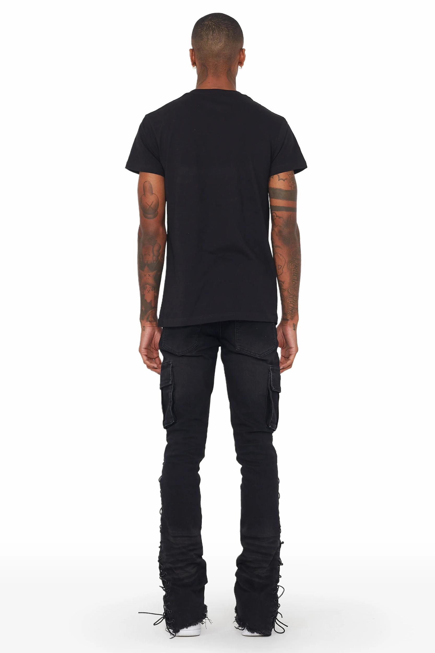 Honor Black Stacked Flare Jean Male Product Image