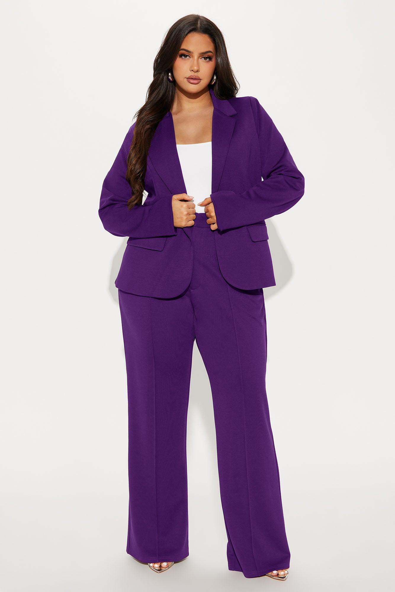 Business Per Usual Blazer Pant Set - Plum Female Product Image