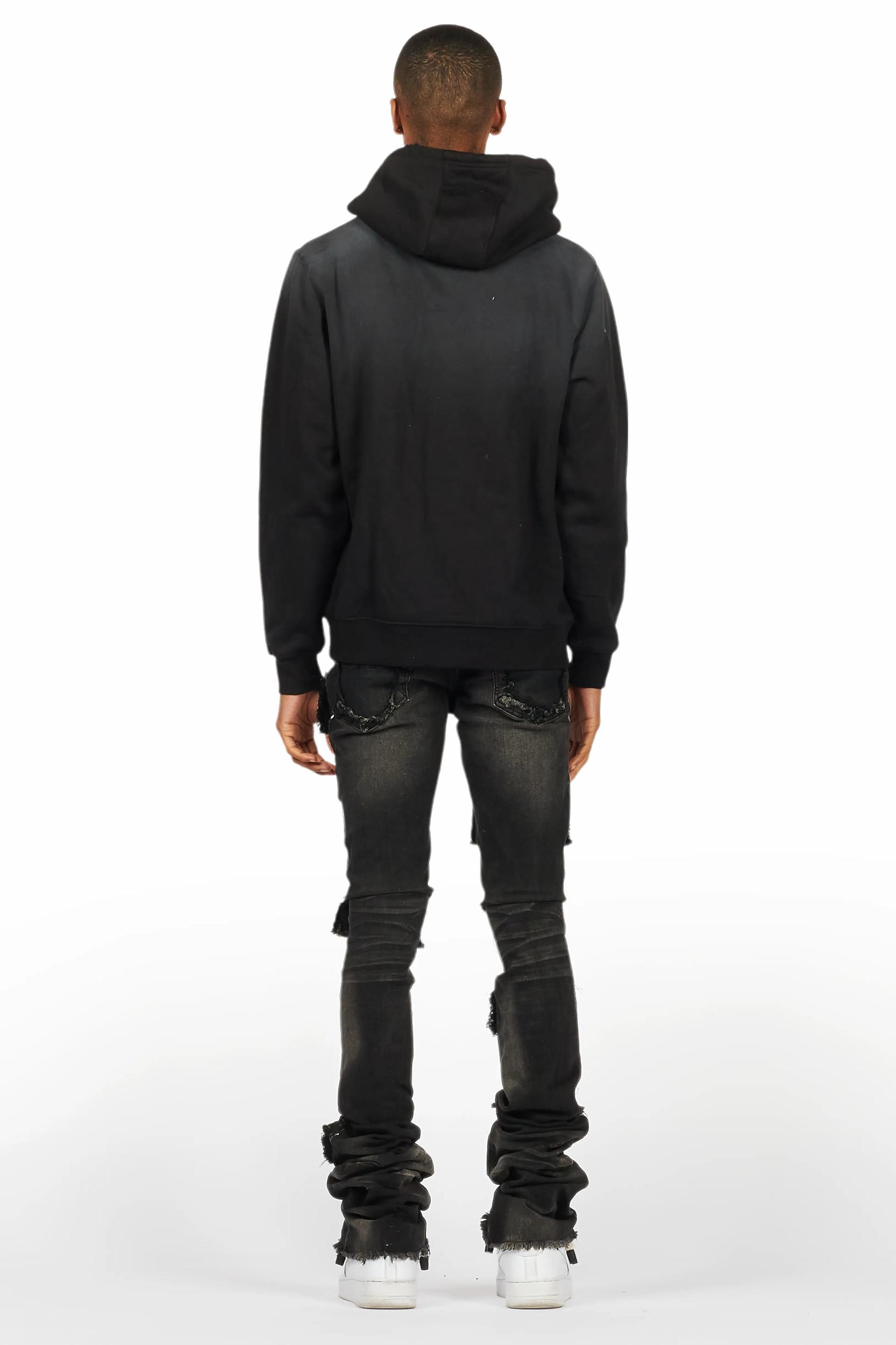 Amina Black Hoodie/Stacked Flare Jean Bundle Male Product Image