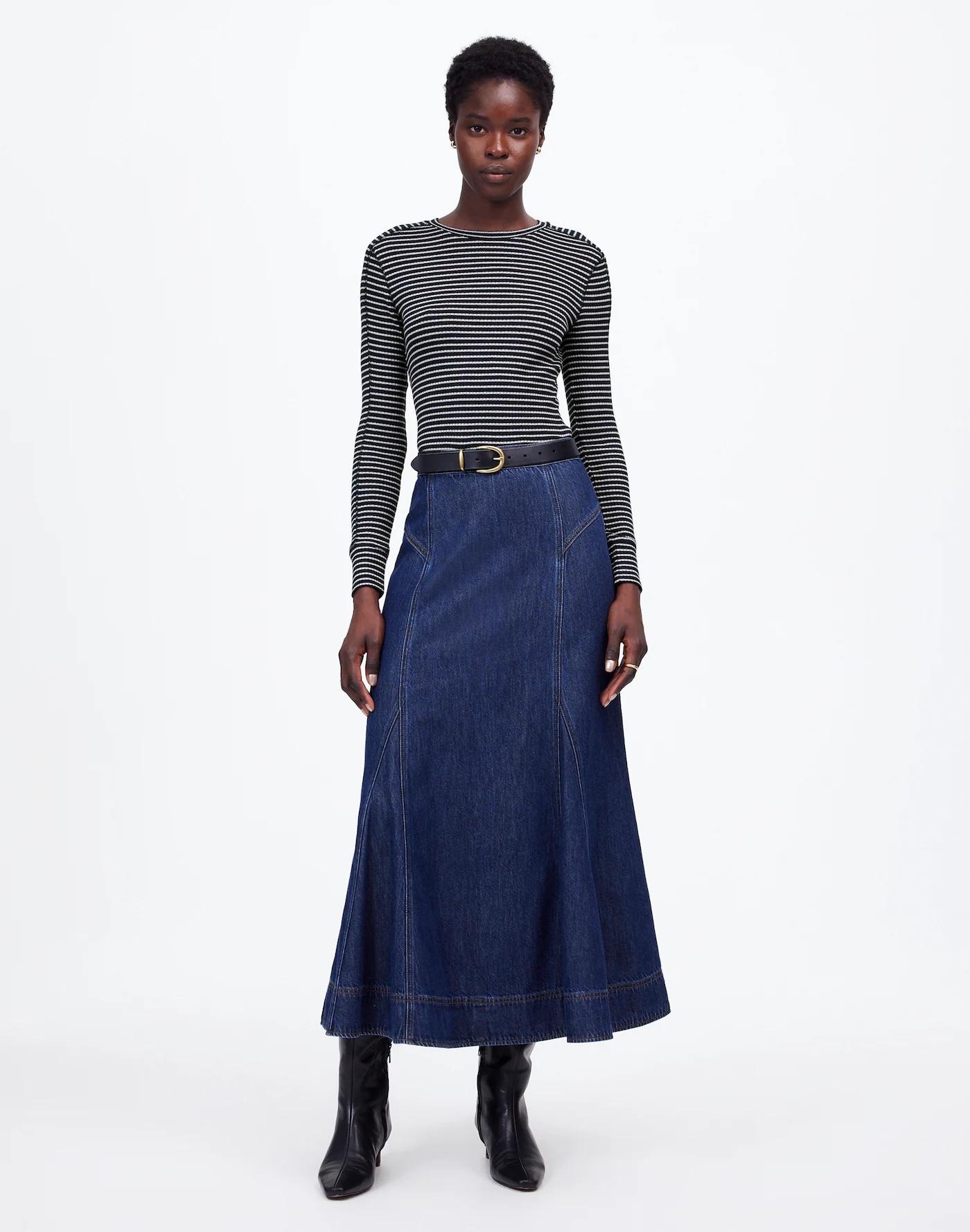 Ribbed Crewneck Long-Sleeve Tee Product Image