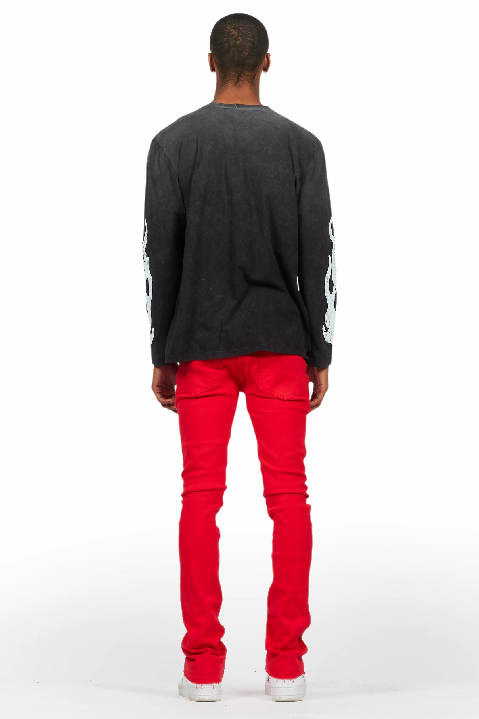 Dag Red Stacked Flare Jean Male Product Image