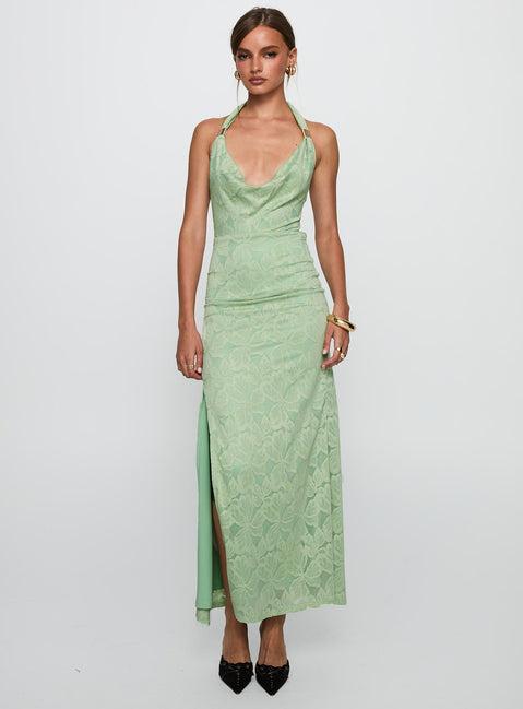 Starfall Halter Maxi Dress Sage Product Image