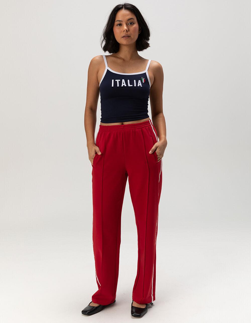 RSQ Womens Low Rise Baggy Track Pants - RED Product Image