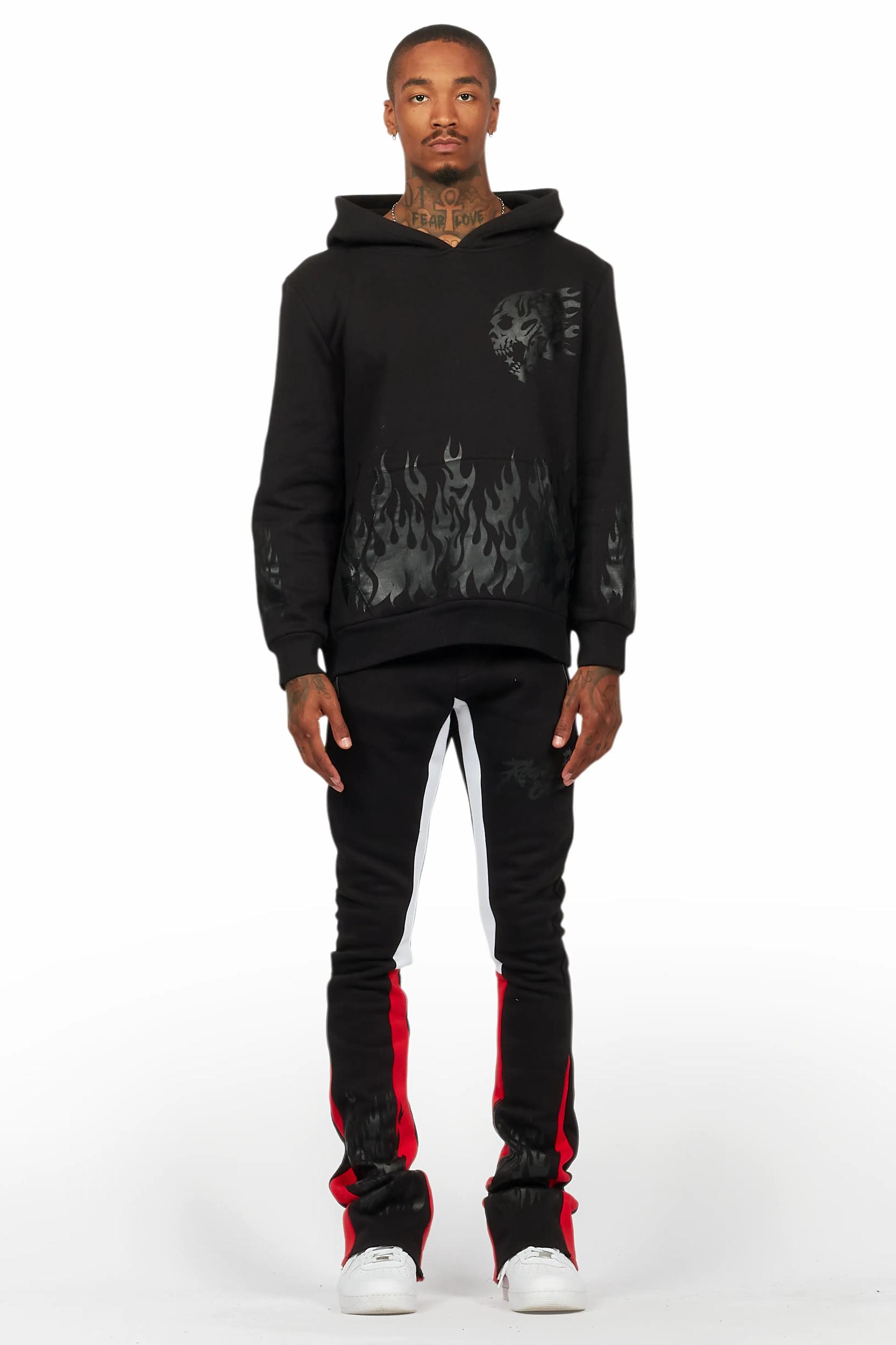 Bubble Black/Black Stacked Flare Hoodie Track Set Male Product Image