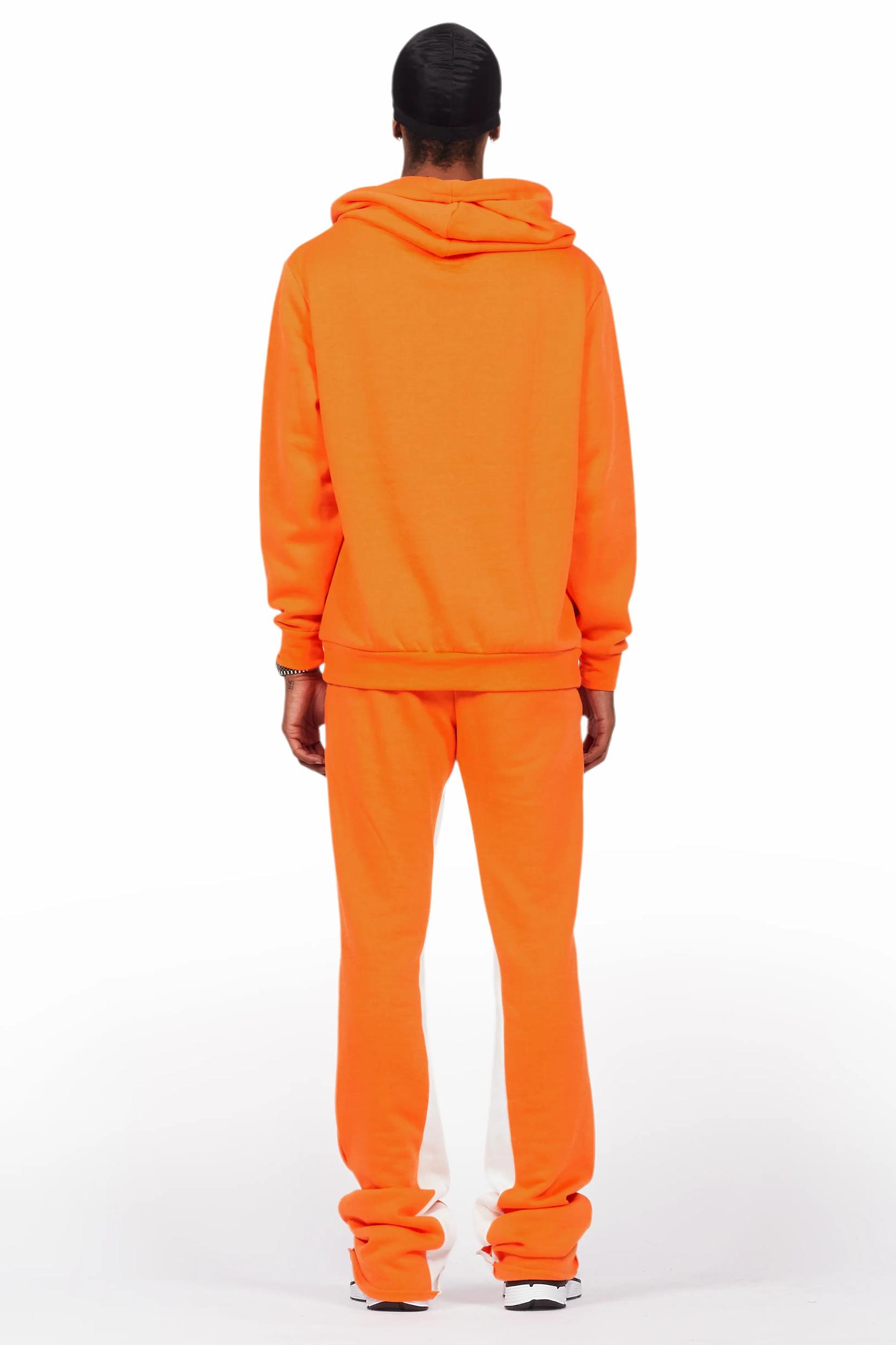 Basic Orange Hoodie/Baggy Track Pant Set Male Product Image