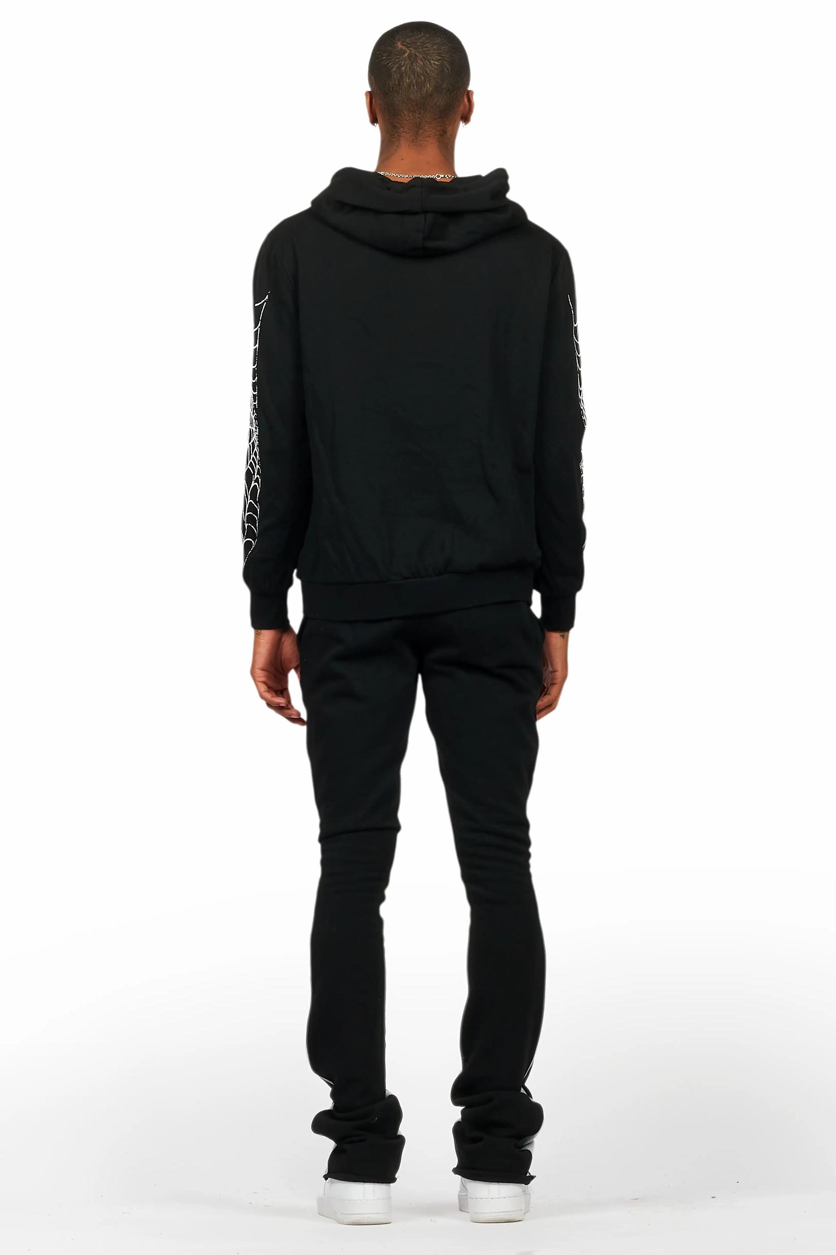 For Pinks Black Hoodie/Stack Flare Track Pant Set Male Product Image