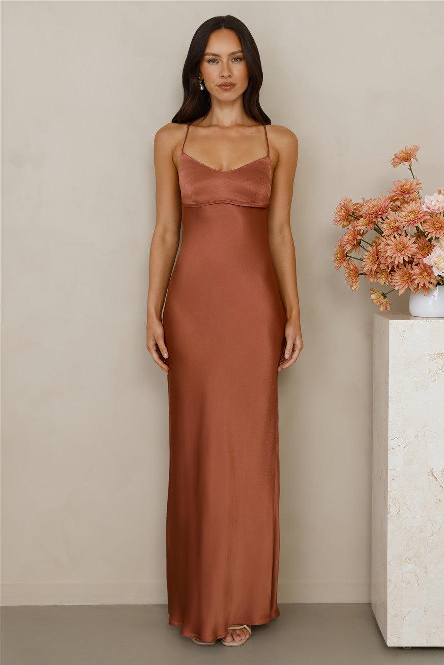 The Samara Satin Maxi Dress Copper Product Image