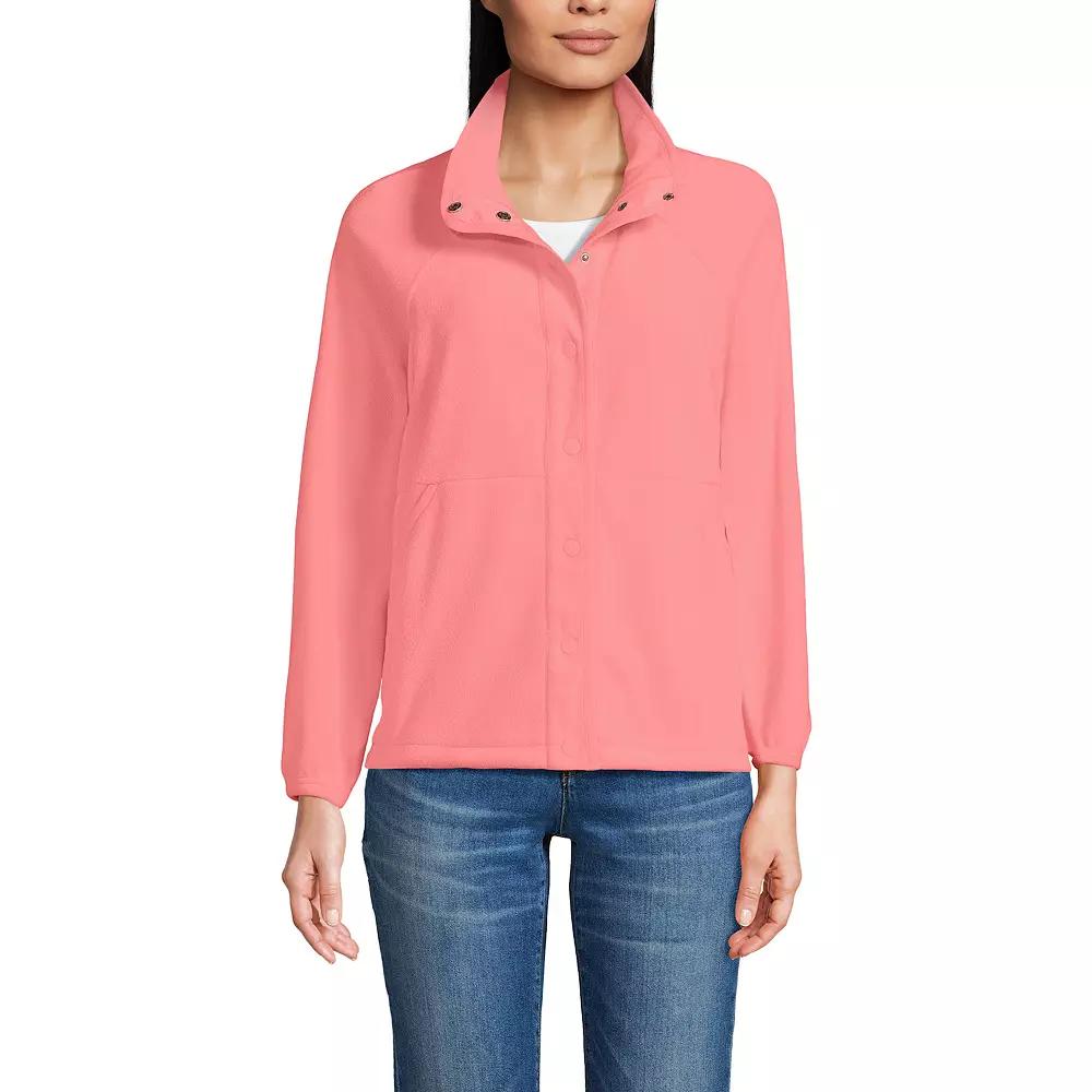 Women's Lands' End Snap Front Collared Fleece Jacket, Size: Small, Carmine Pink Product Image