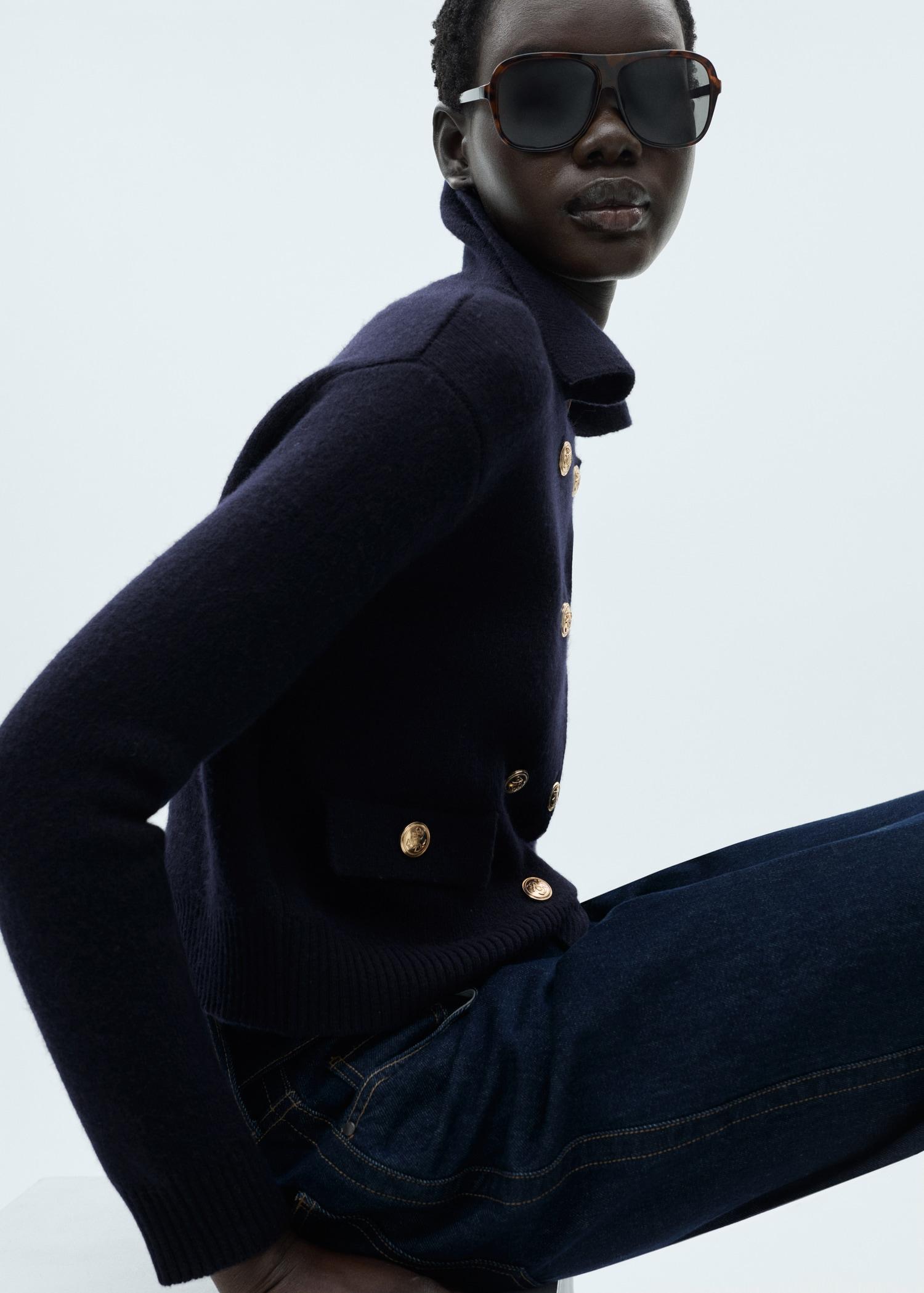 Double-breasted wool jacket - Women | MANGO USA Product Image