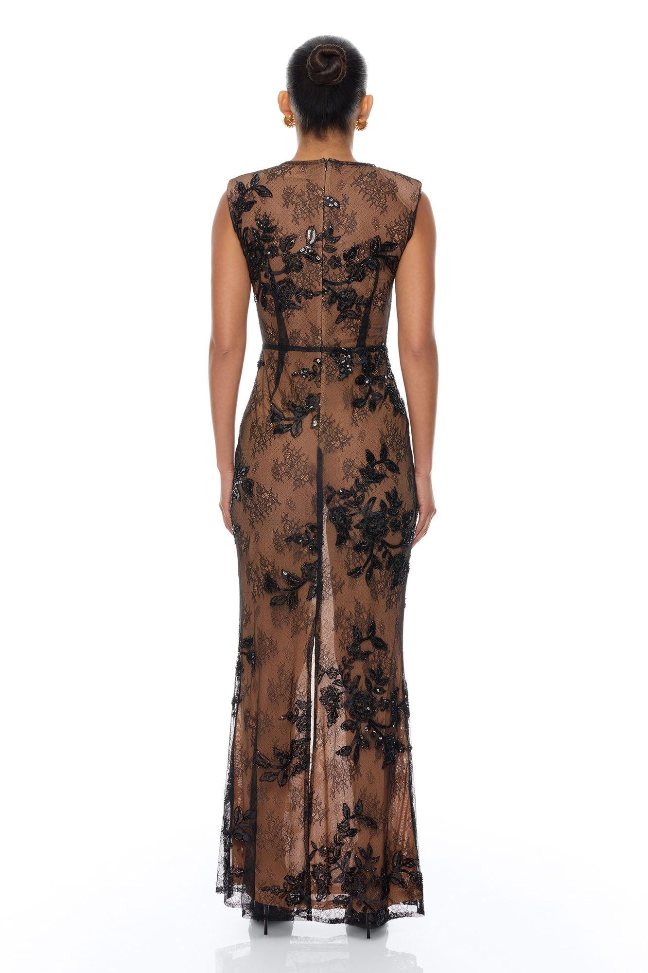 Chelsea Embellished Lace Maxi Dress - Black Female Product Image
