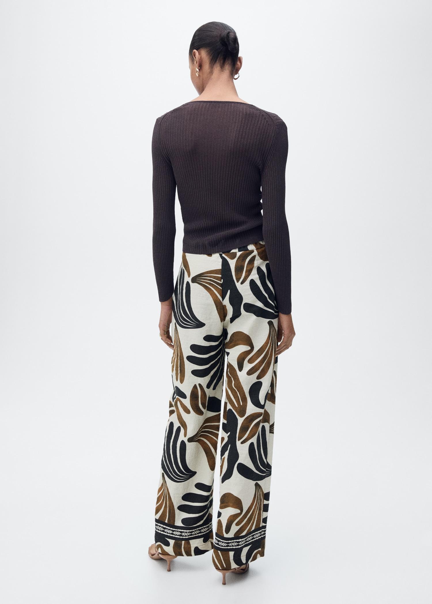 Abstract-print wideleg pants - Women | MANGO USA Product Image