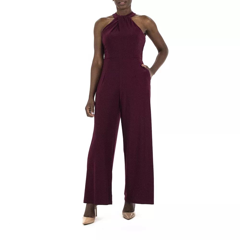 Women's Nina Leonard Wide-Leg Halter Jumpsuit,  Product Image