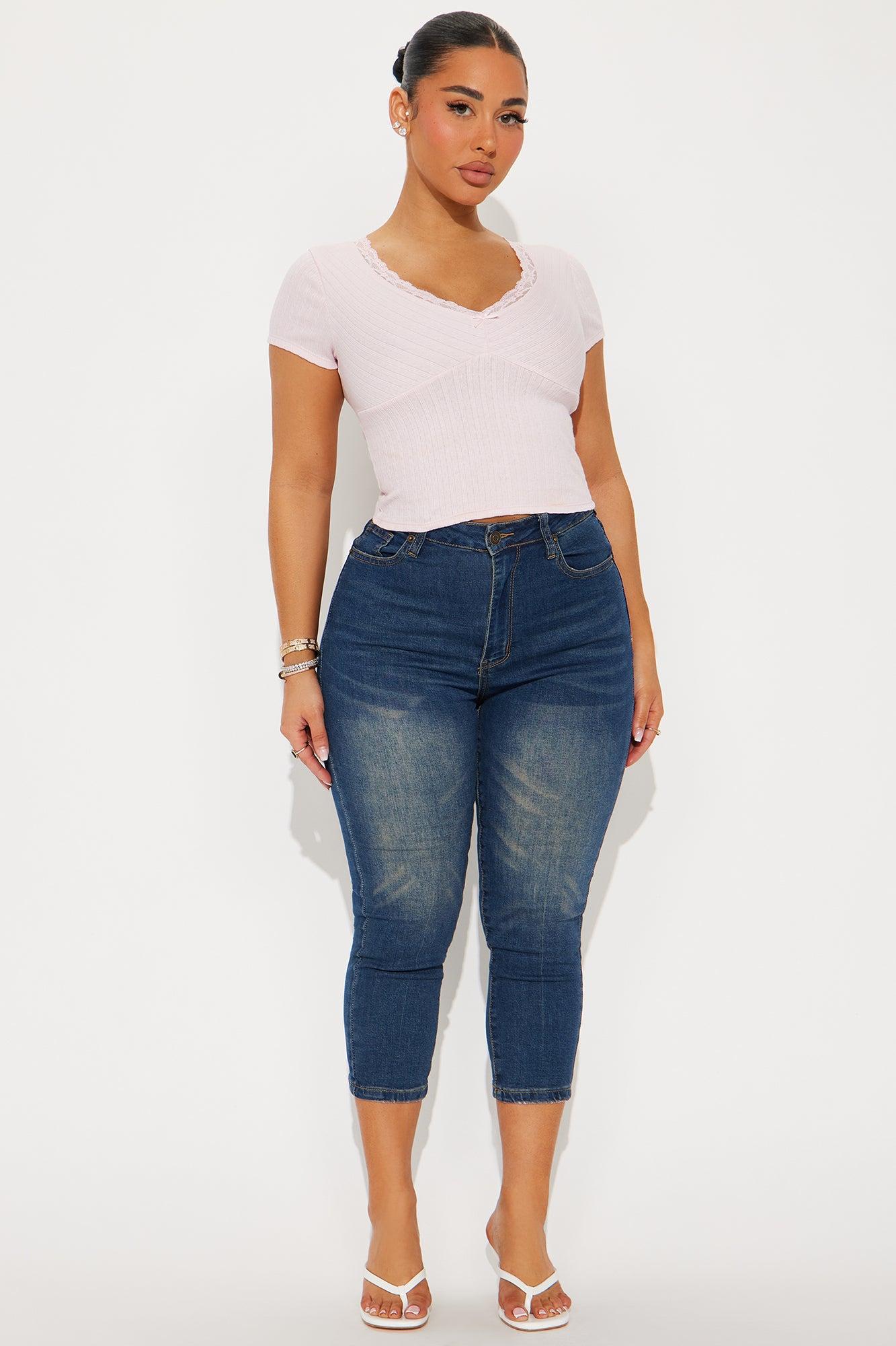 Melinda Lace Trim Short Sleeve Top - Pink Product Image