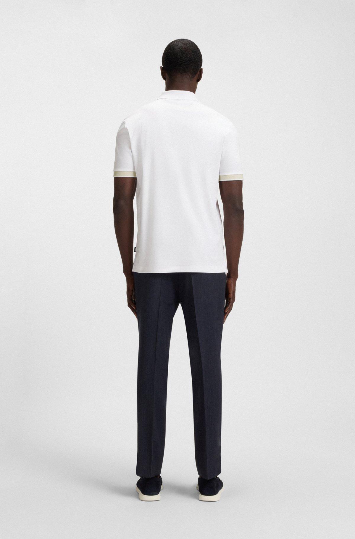 Slim-fit polo shirt in mercerized stretch-cotton piqué Product Image