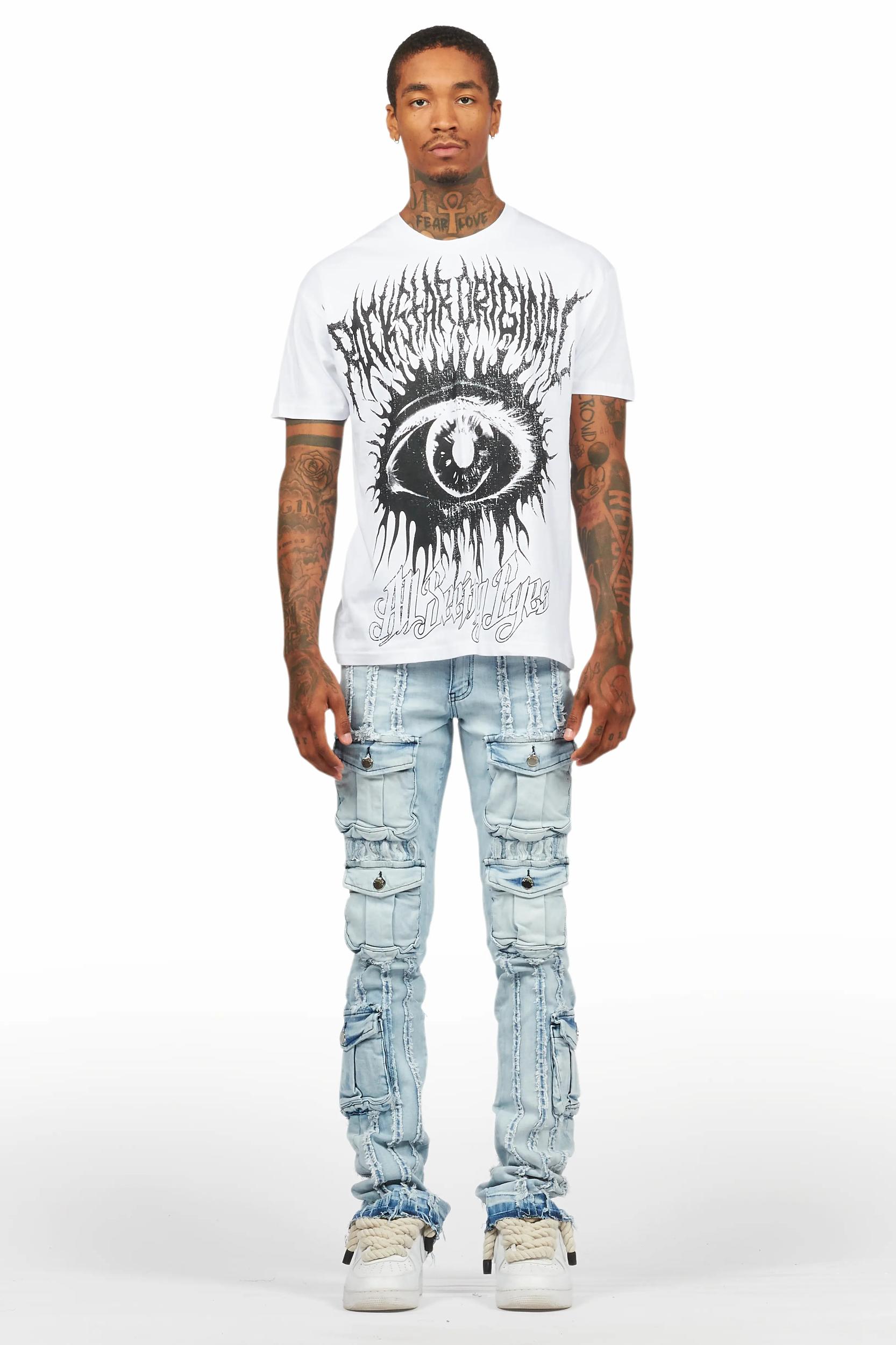 All Seeing Eyes White Graphic T-Shirt Male Product Image