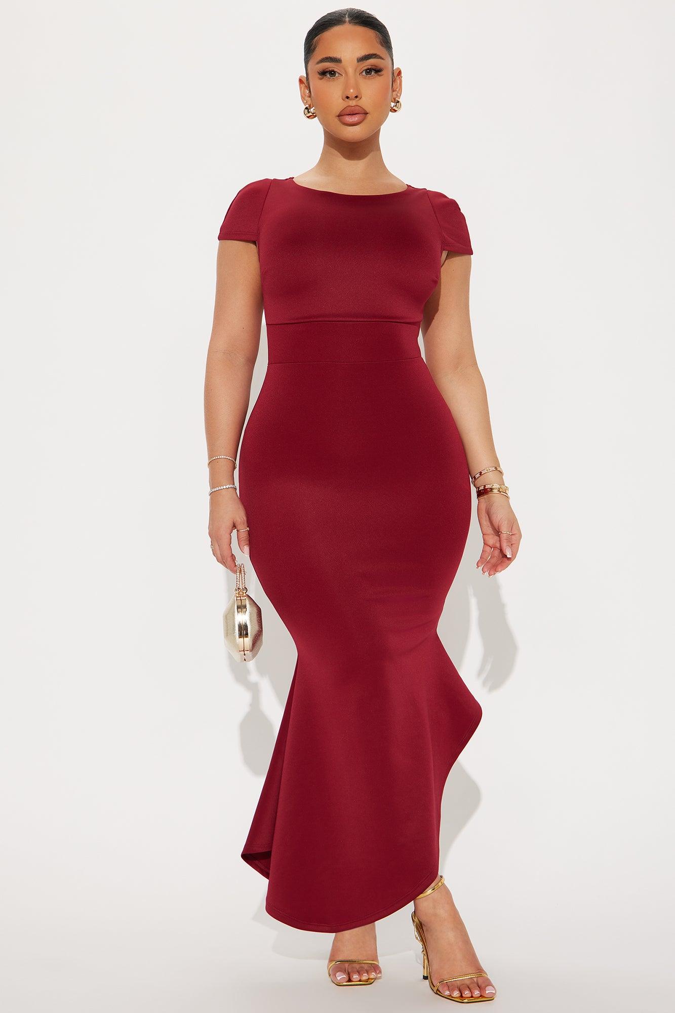 Adelaide Short Sleeve Midi Dress - Burgundy Product Image