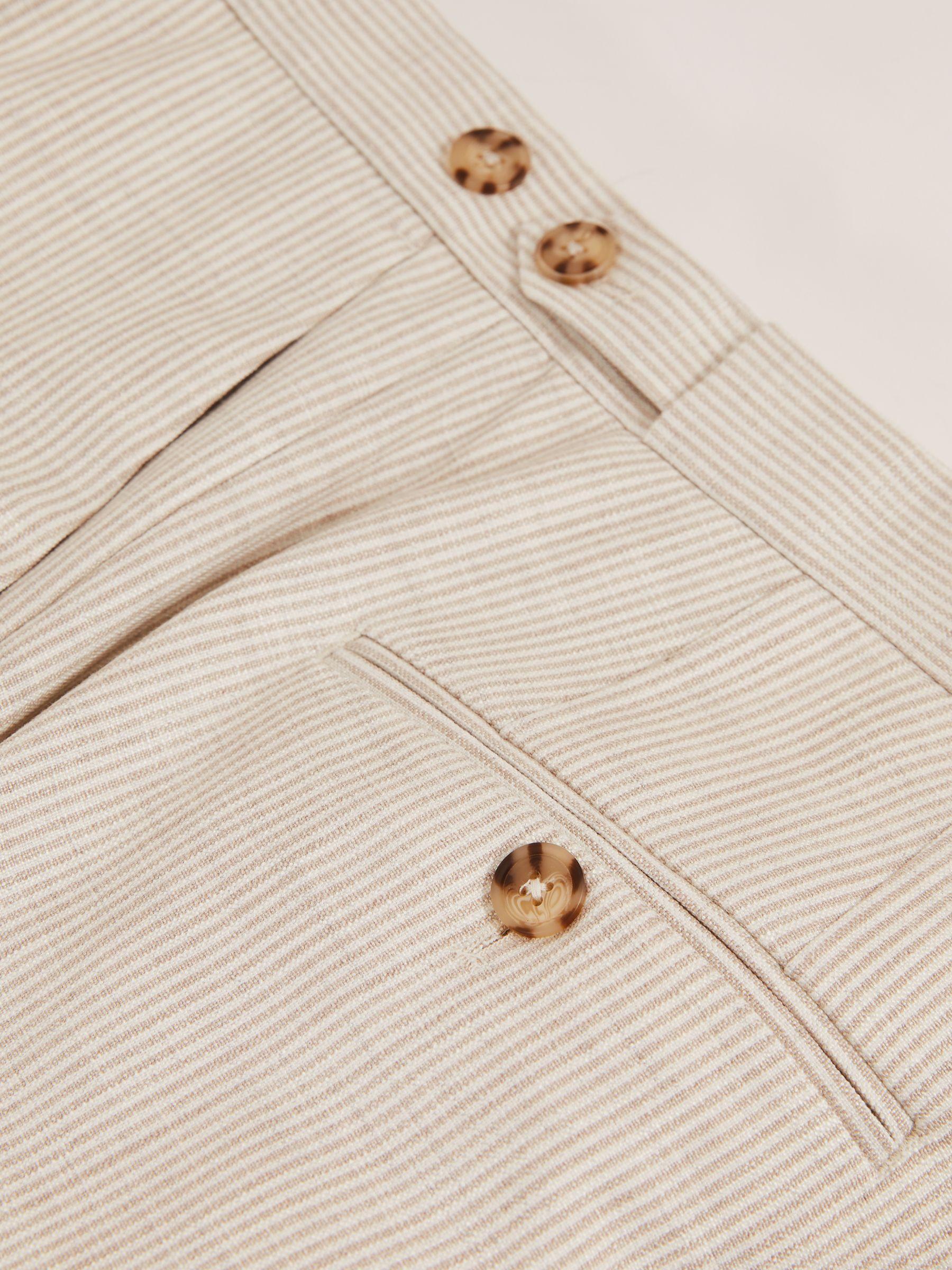 Slim Fit Linen Single Breasted Check Suit Blazer in Oatmeal Product Image