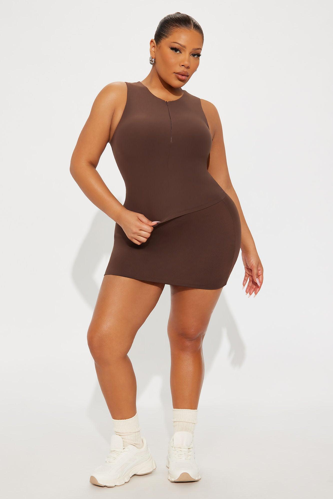 Second Skin Double Lined Zip Front Tank - Chocolate Female Product Image