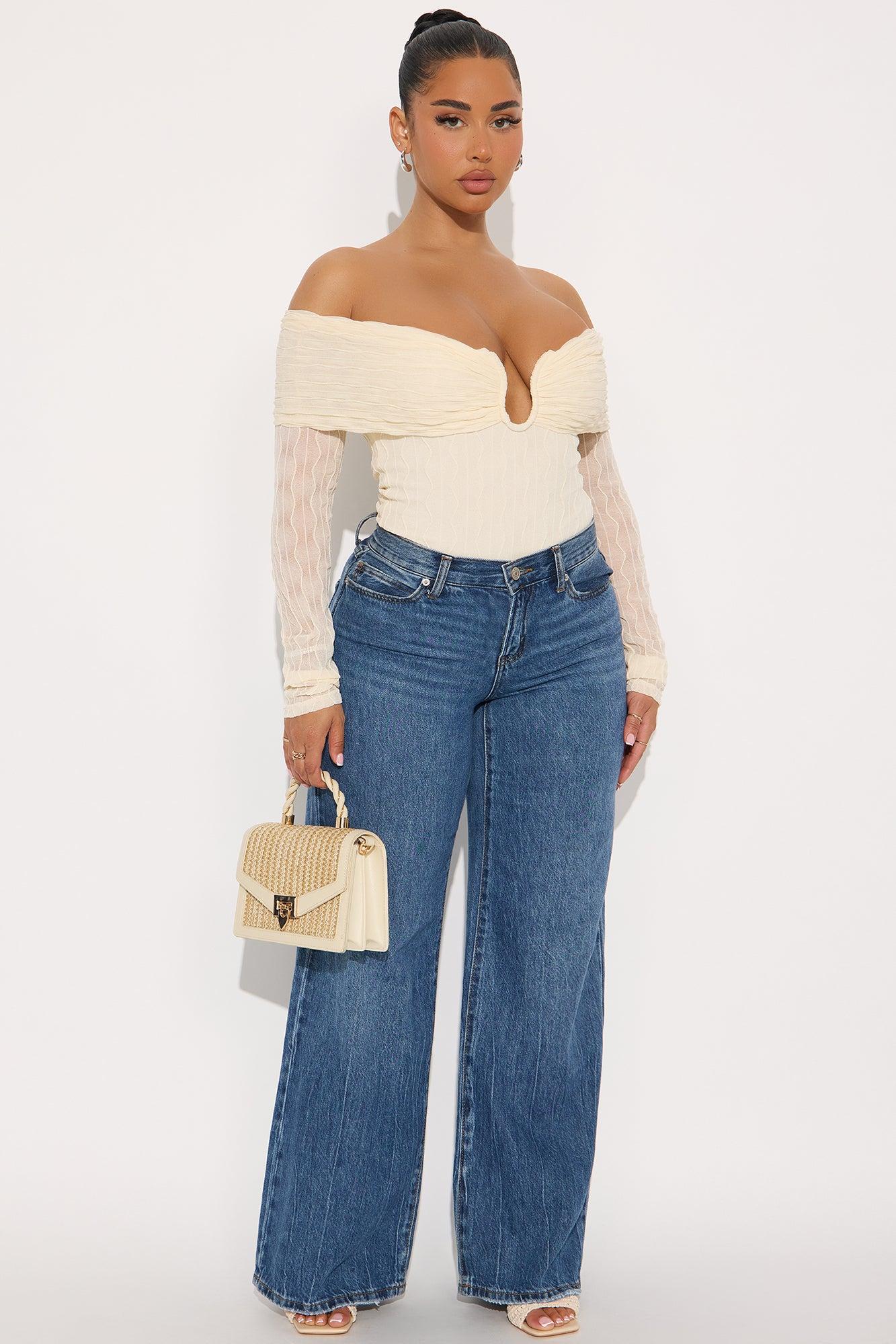 Olive Off Shoulder Bodysuit - Ivory Female Product Image