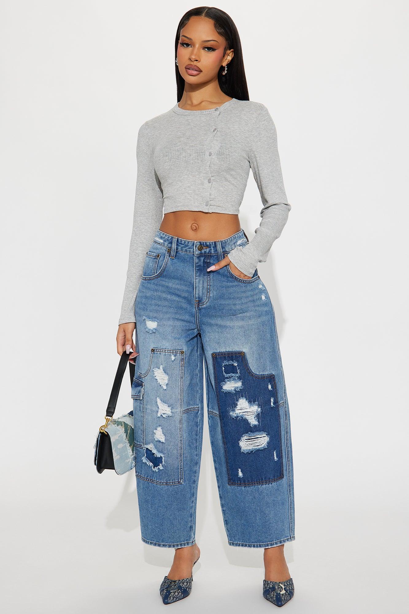 Jana Cropped Long Sleeve Top - Heather Grey Female Product Image