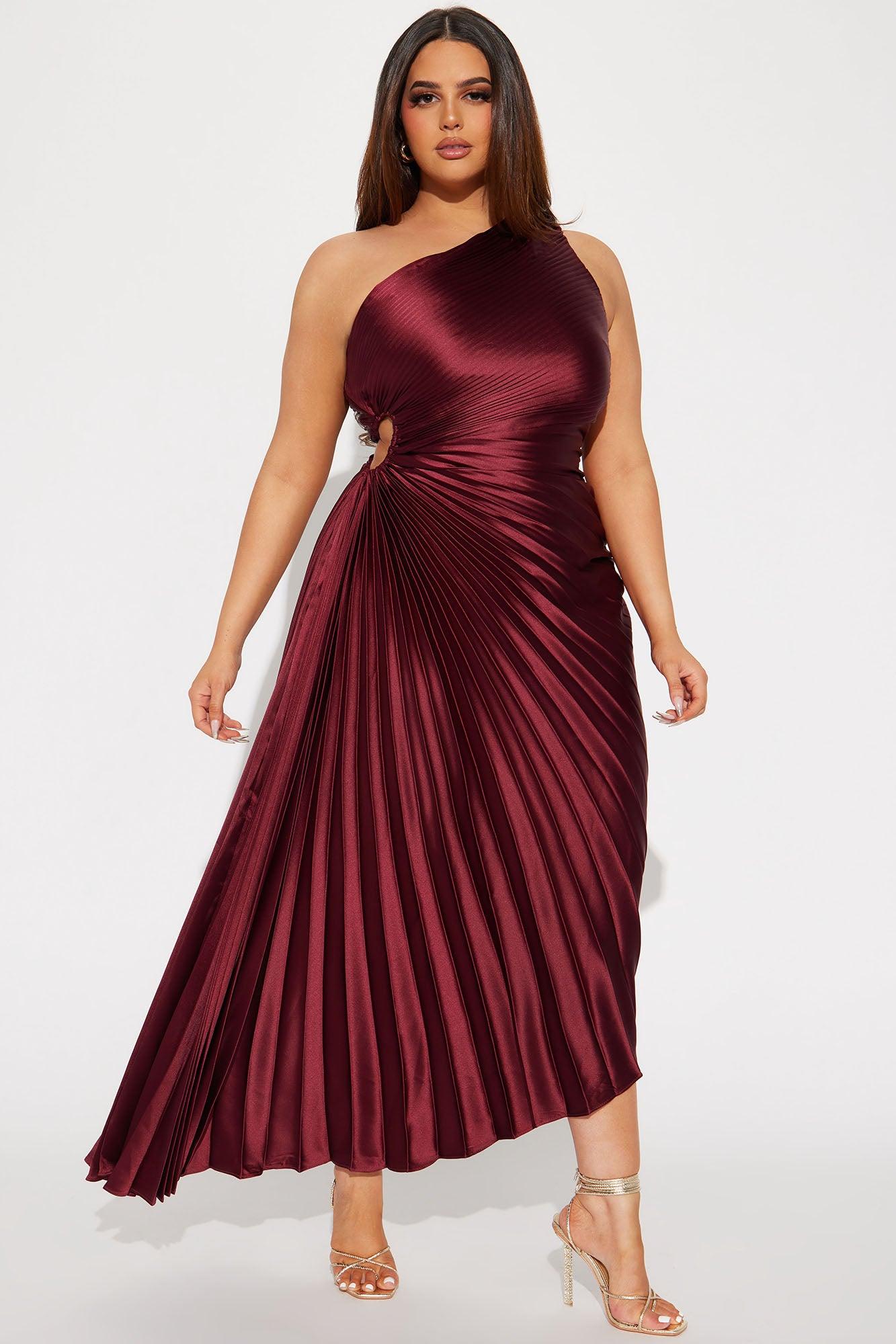 Belle Satin Maxi Dress - Wine Product Image