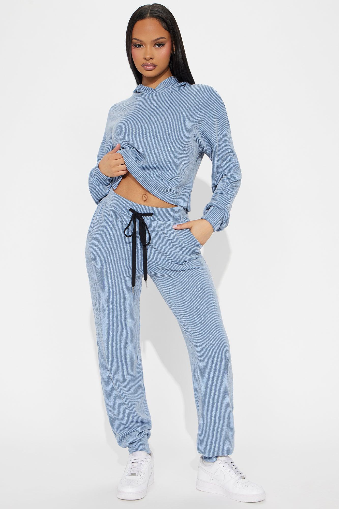 Relax Mode Hoodie And Jogger Pant Set - Blue Product Image