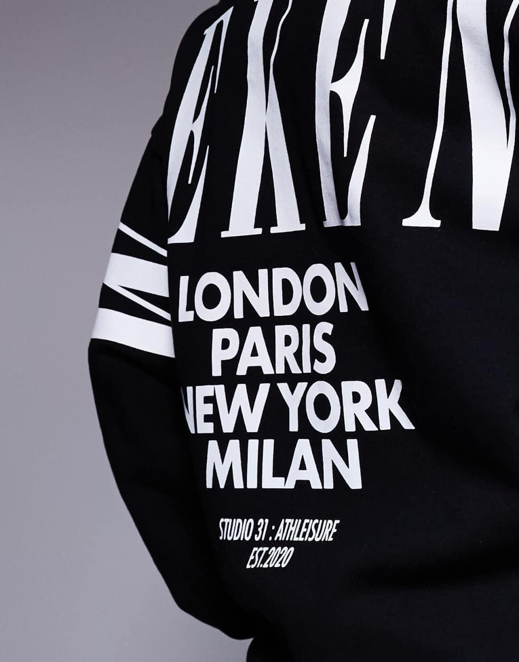 Weekend Collective oversized hoodie with stacked back logo in black Product Image