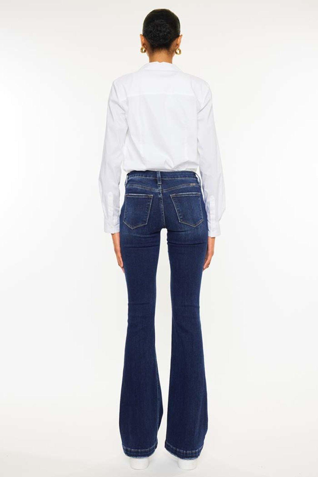 Button Up Distress Flare Jeans Product Image