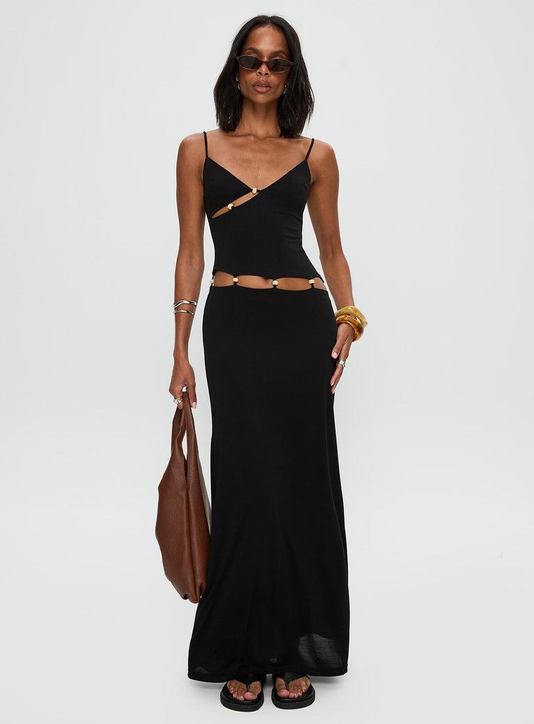 Allspice Beaded Maxi Dress Black Product Image