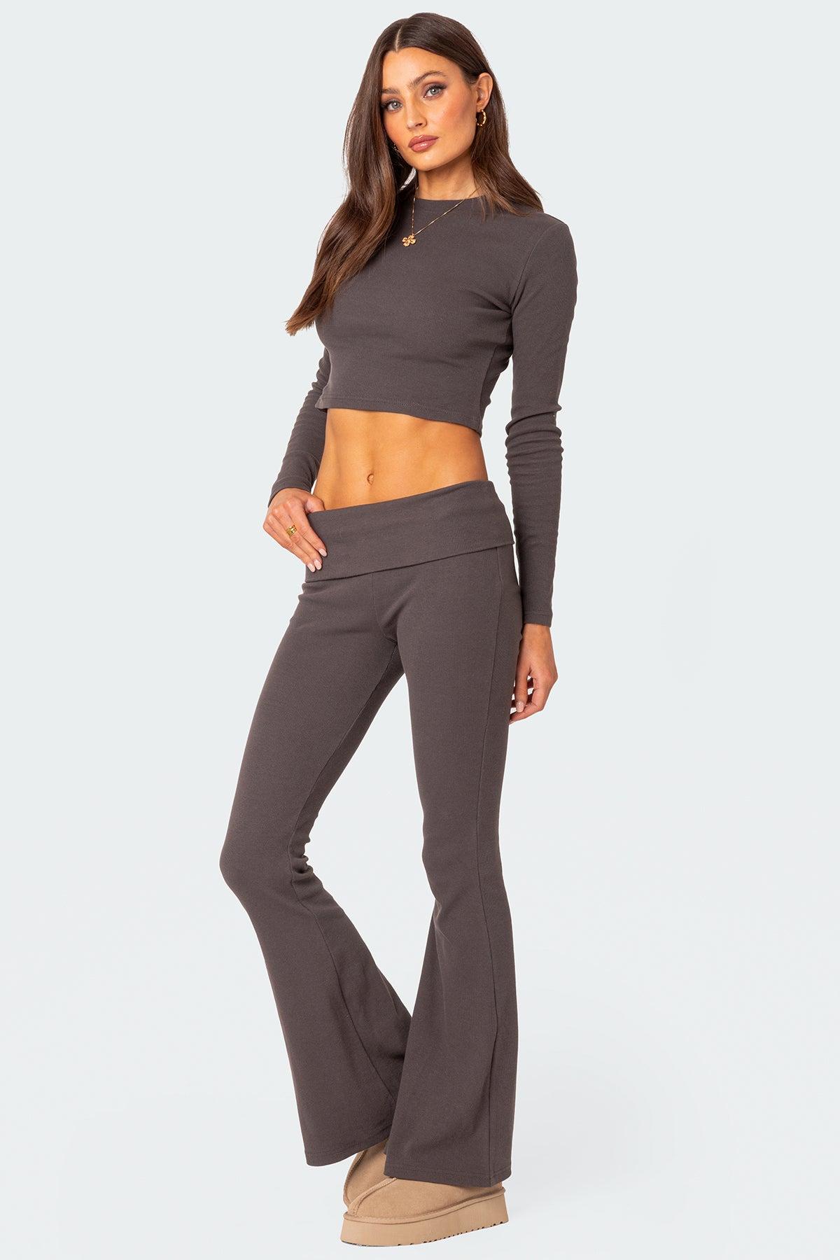 Coffee Break Ribbed Flare Leggings Product Image