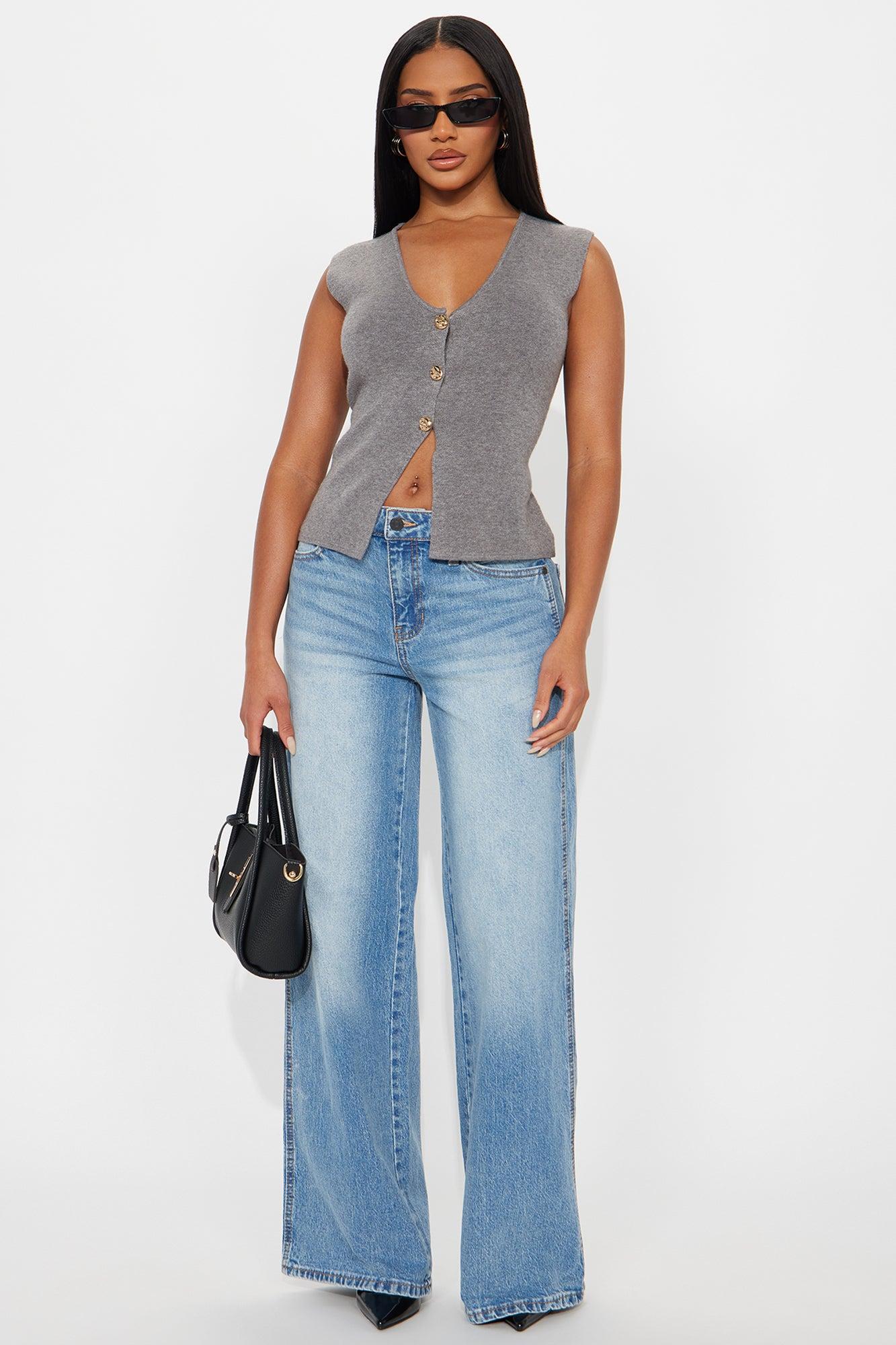Perfection Slouchy Wide Leg Jeans - Medium Wash Female Product Image