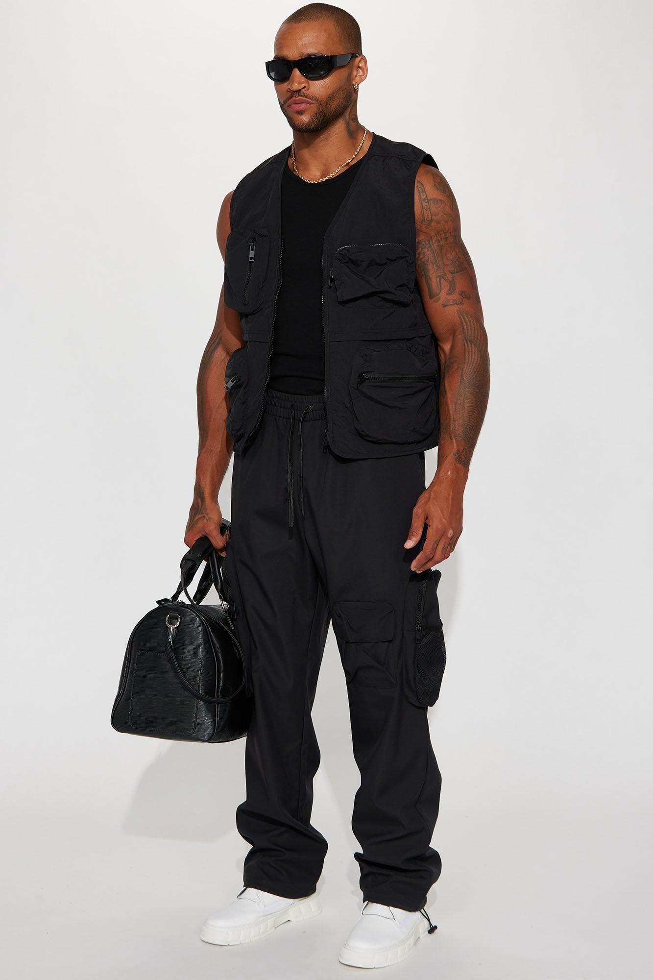 Our Moment Utility Nylon Cargo Vest - Black Product Image