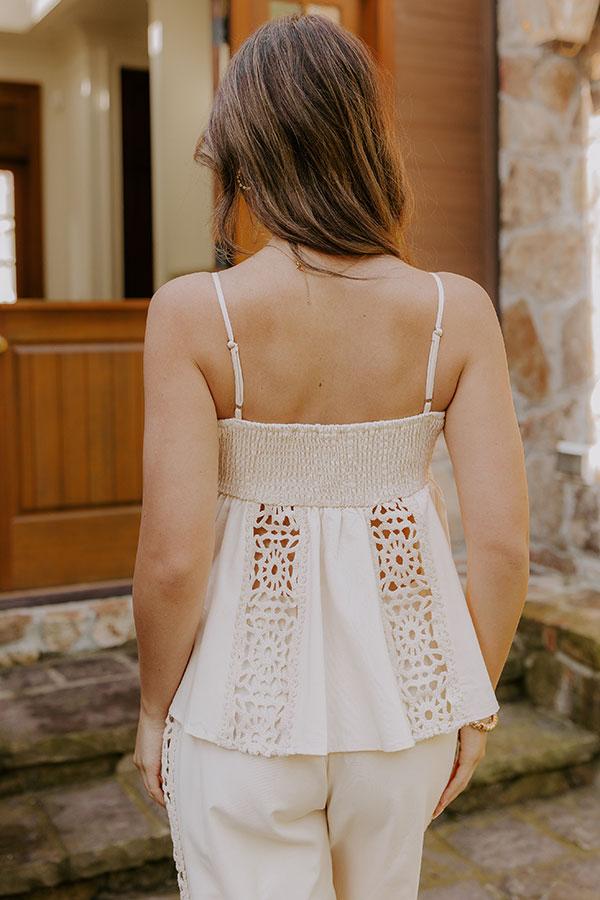 Boheme Bay Crochet Babydoll Top in Cream Product Image