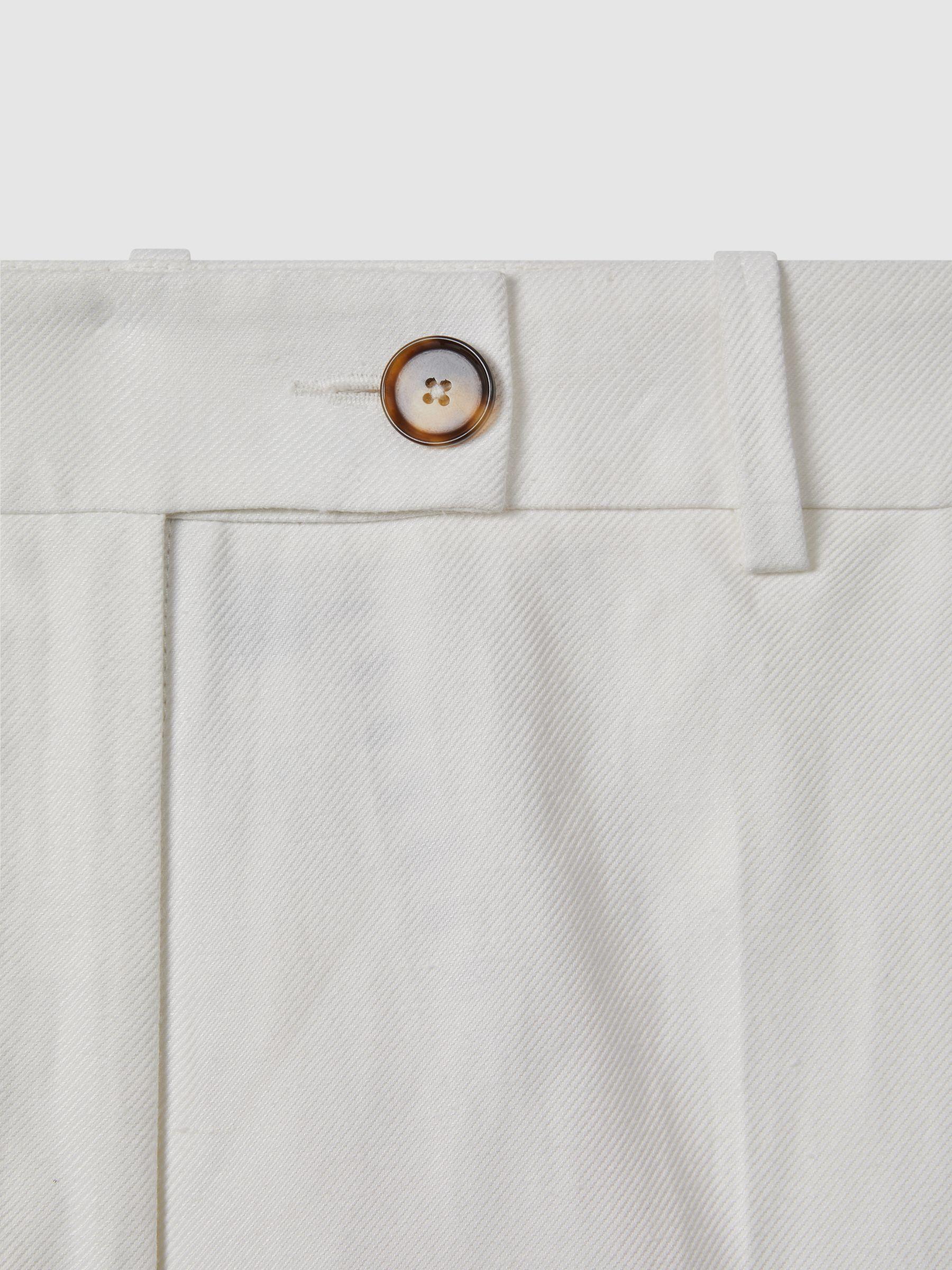 Viscose-Linen Wide Leg Suit Trousers in White Product Image