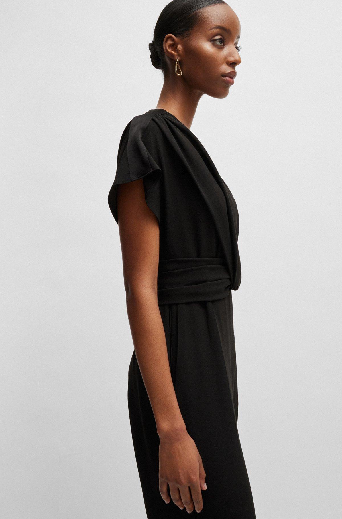 BOSS - Slim-fit jumpsuit with wrap front - Black Product Image