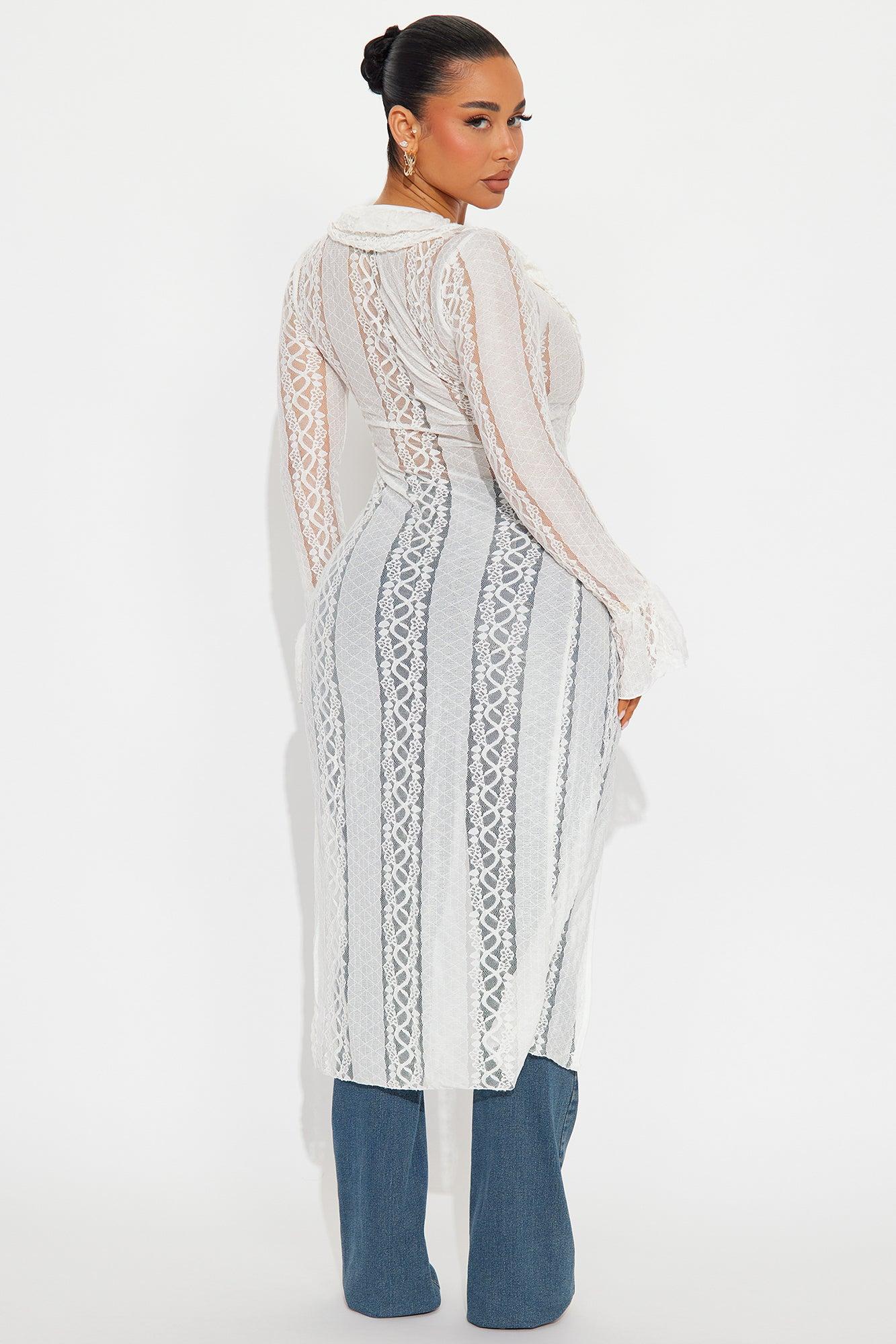 Bella Ruffle Lace Duster - Ivory Product Image