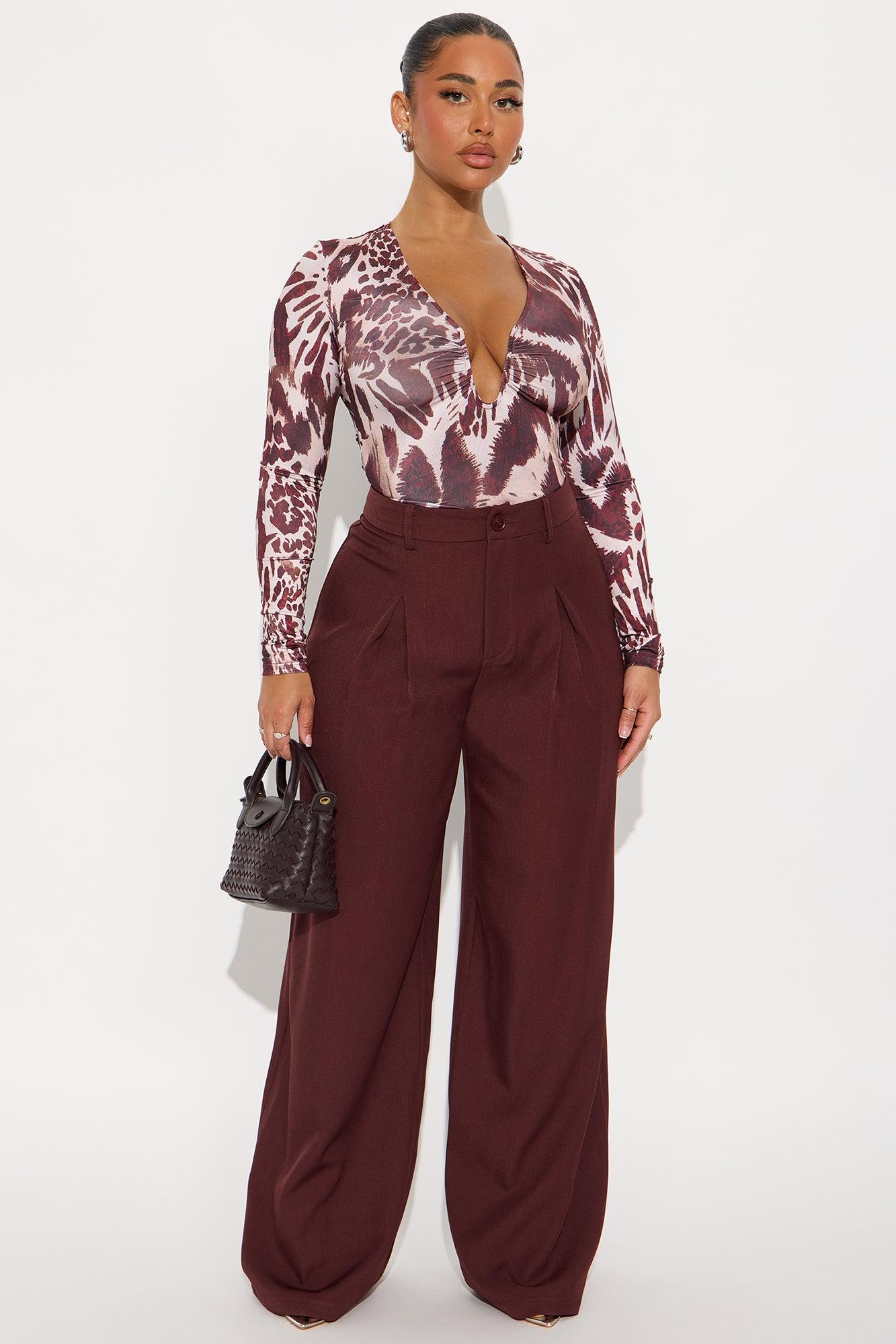 Coco Ruched Long Sleeve Top - Brown/combo Female Product Image