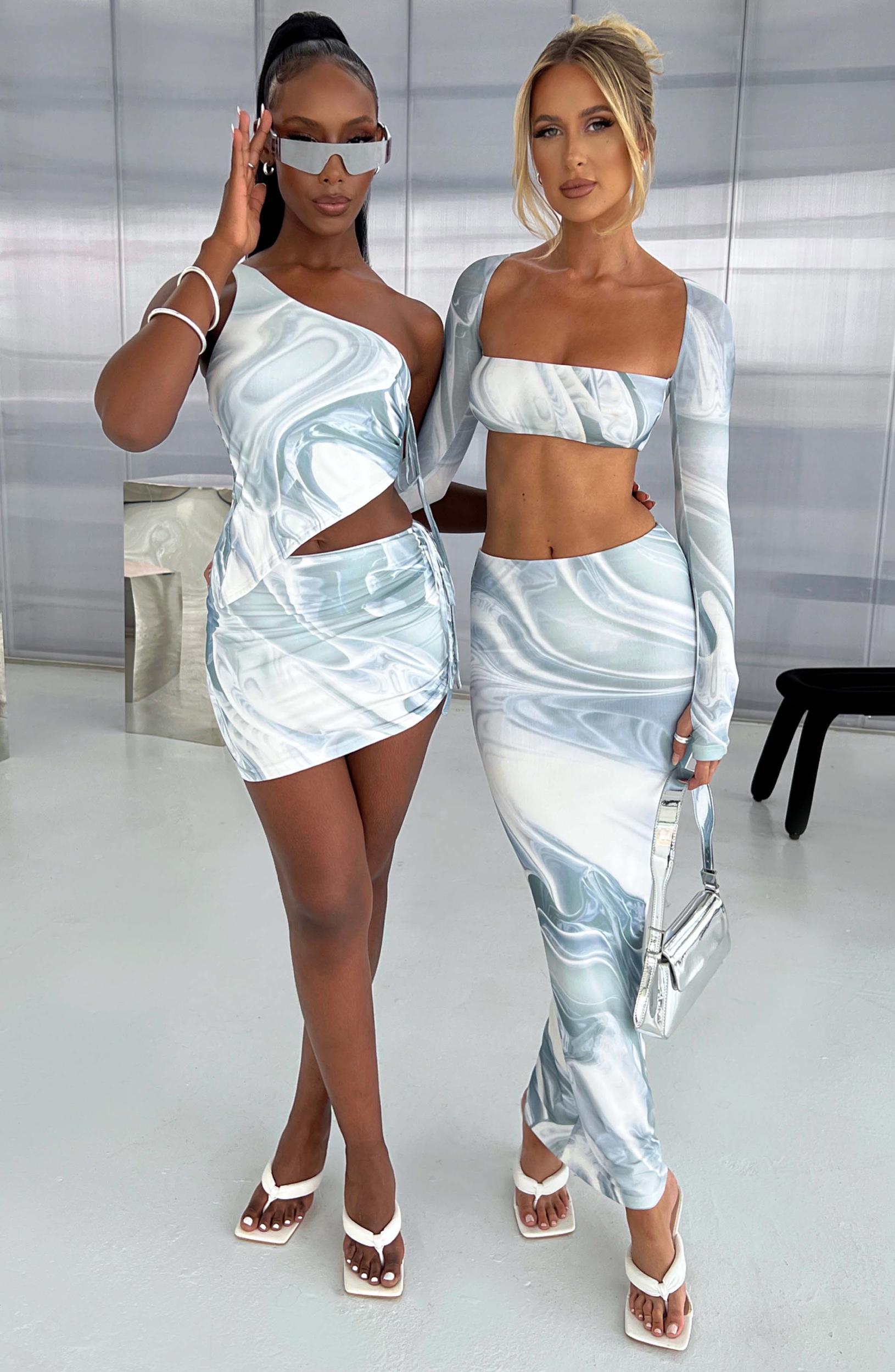 Stormi Mini Skirt - Grey Haze Print Product Image