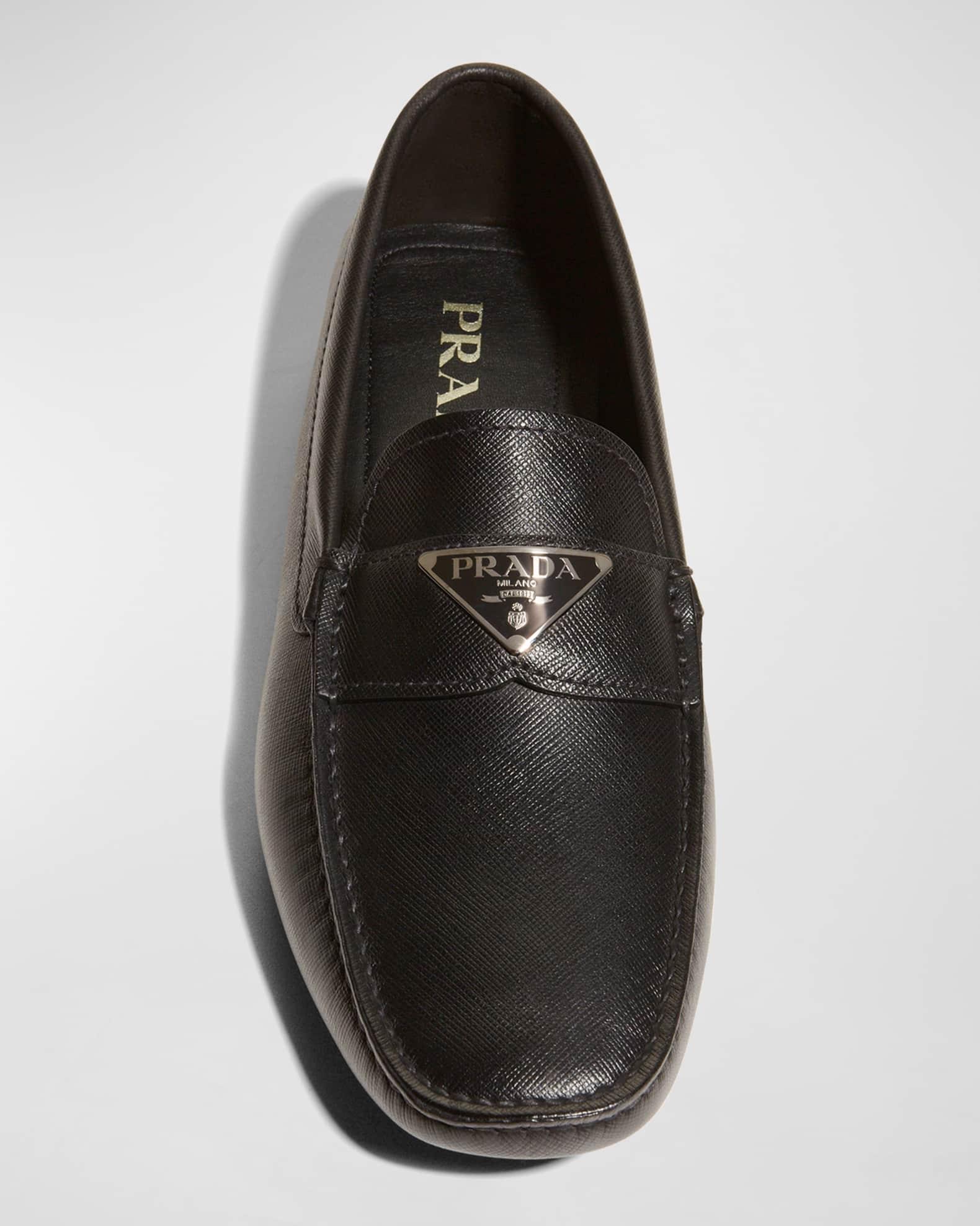 Men's Triangle Logo Leather Drivers Product Image