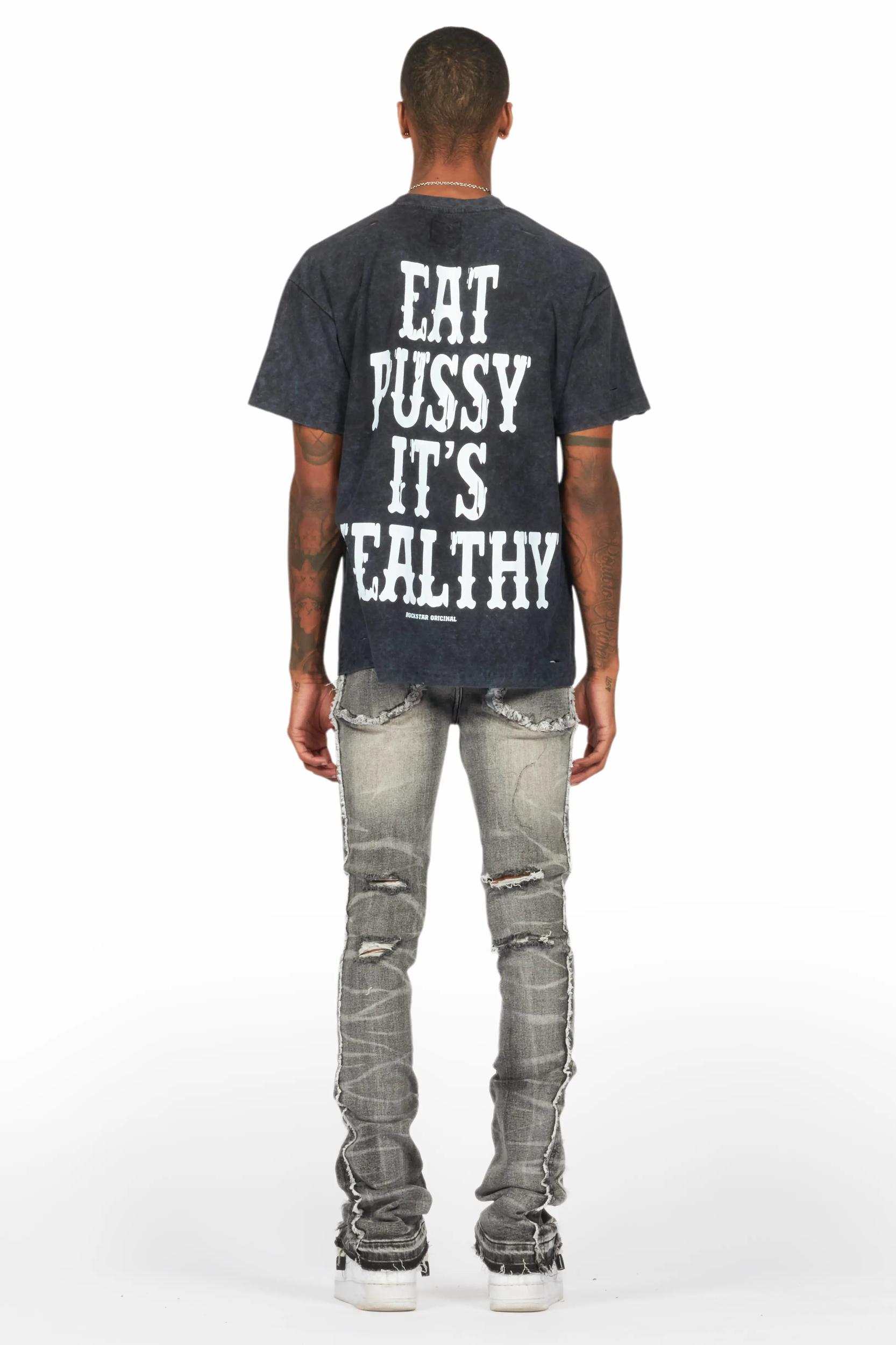 Posse Vintage Black Distressed Oversized T-Shirt Male Product Image