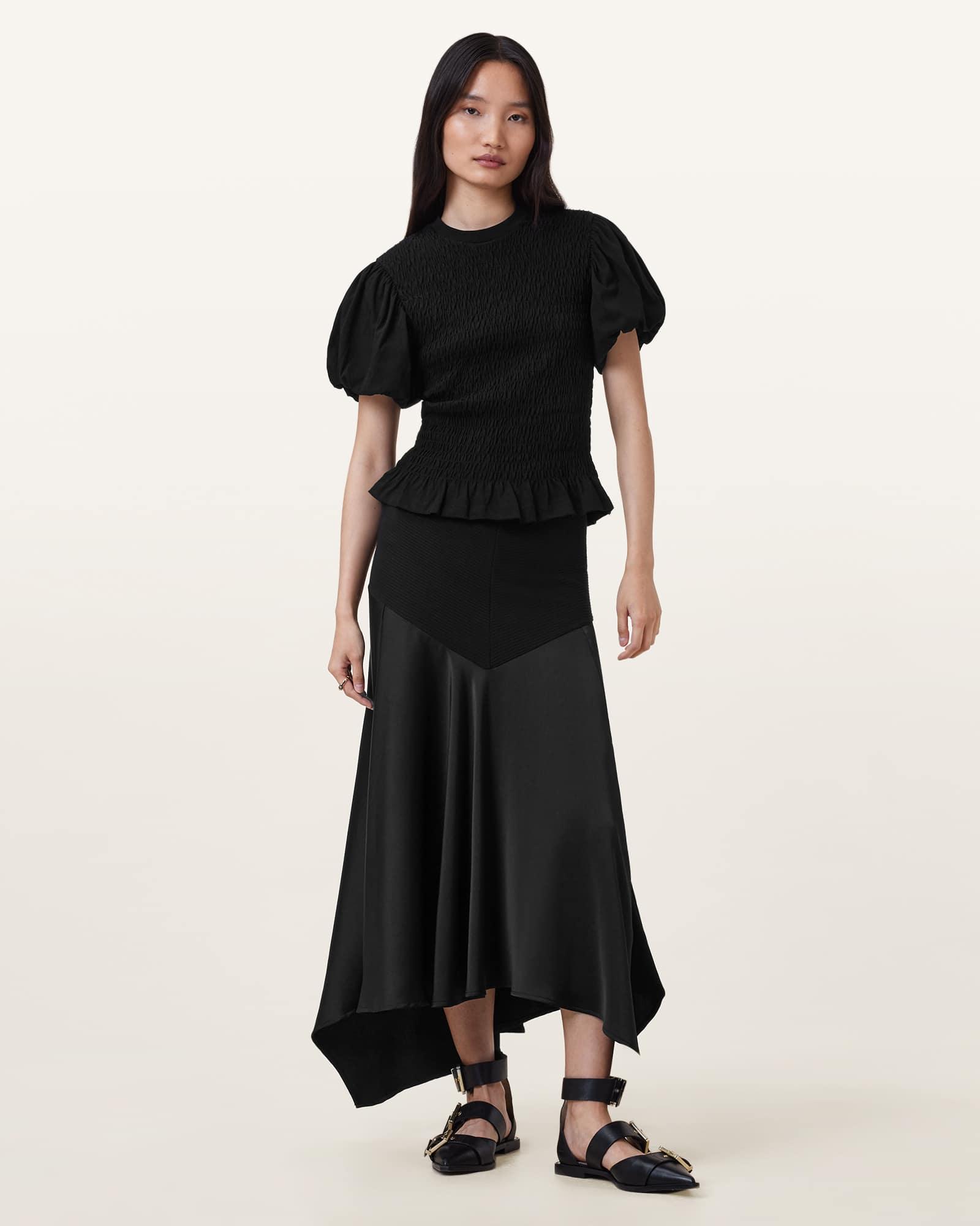 Pia Satin Asymmetric Maxi Skirt Product Image