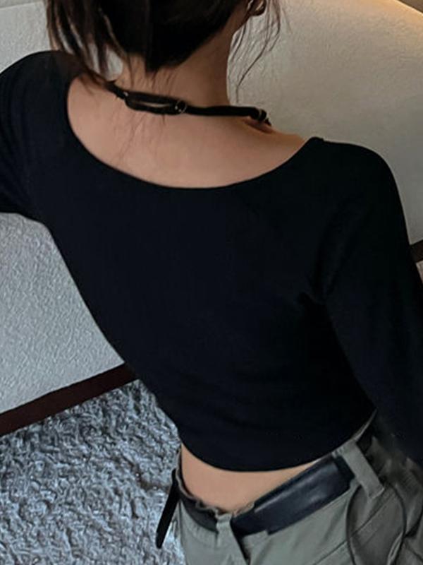 Print Halter Slim Knit Top Product Image