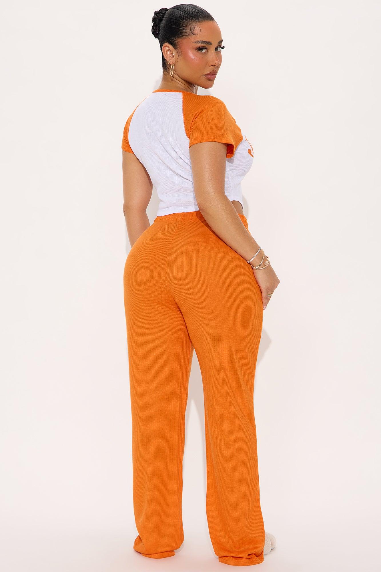 Von Dutch Waffle Short Sleeve PJ Pant Set - Orange Product Image