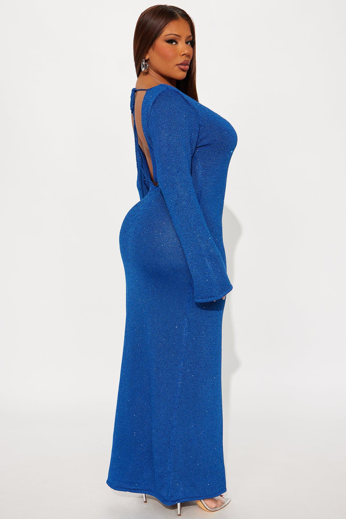 Natalie Crochet Maxi Dress - Blue Female Product Image